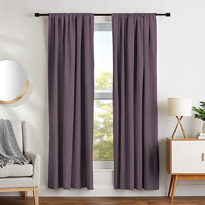 Room Darkening Curtain for Bedroom | Thermal Insulated | Rod Pocket | Blackout | Noise Reducing | Plain Solid Window Curtain for Living Room |7 feet | purple | Pack of 1 | 213 L x 121 W centimeters