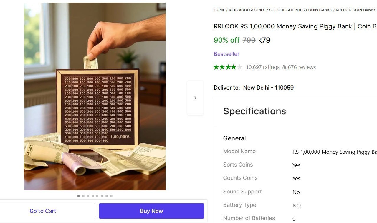 RRLOOK RS 1,00,000 Money Saving Piggy Bank | Coin Bank Price in India - Buy RRLOOK RS 1,00,000 Money Saving Piggy Bank | Coin Bank online at Shopsy.in
