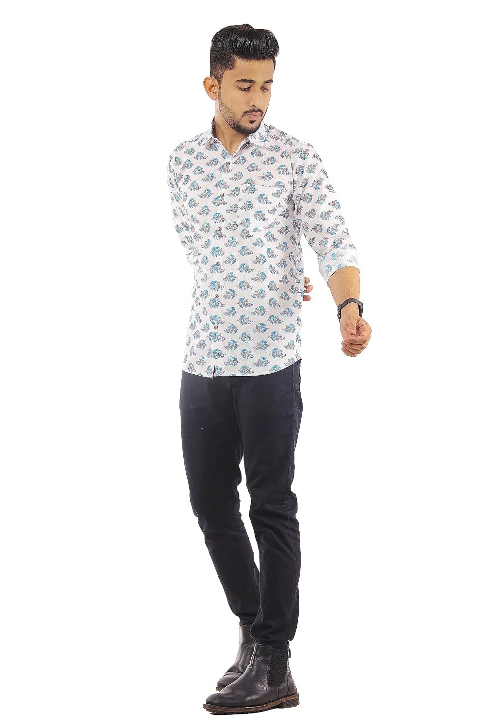 Cotton Hand Block Sanganeri Print Shirts for Men