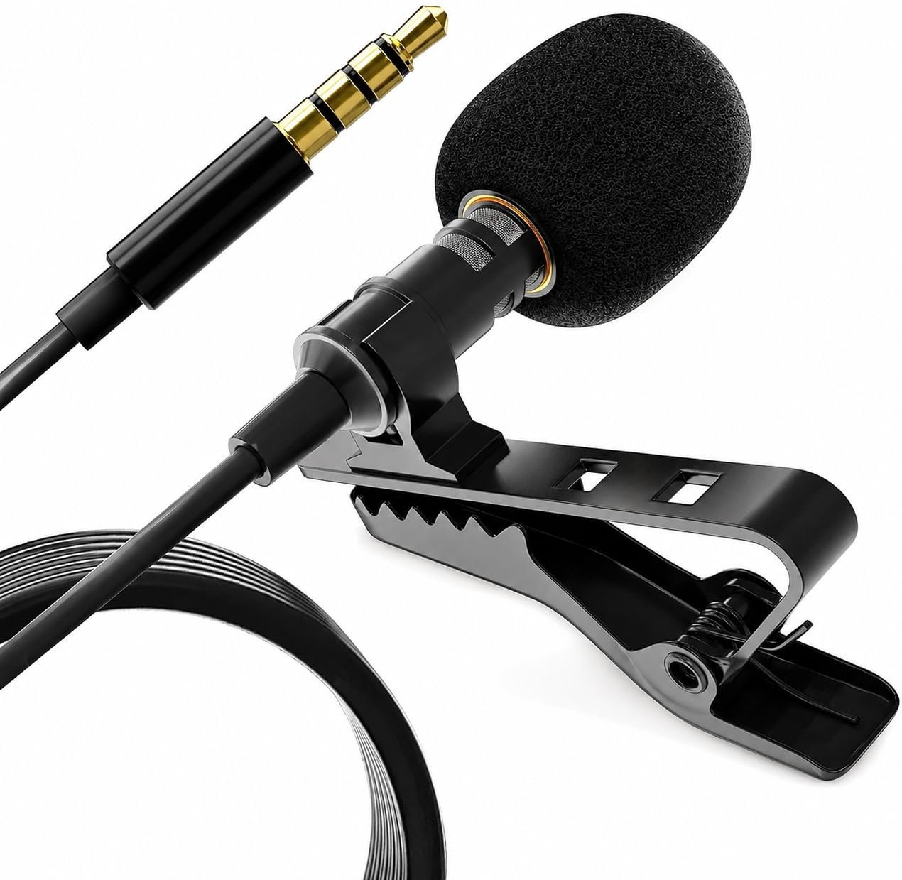 JBL Clip-On Lavalier Microphone | 3.5mm Collar Mic for Clear Voice Recording | Compatible with Smartphones, PC & Laptop | for YouTube, Vlogging & Interviews | 1.5M