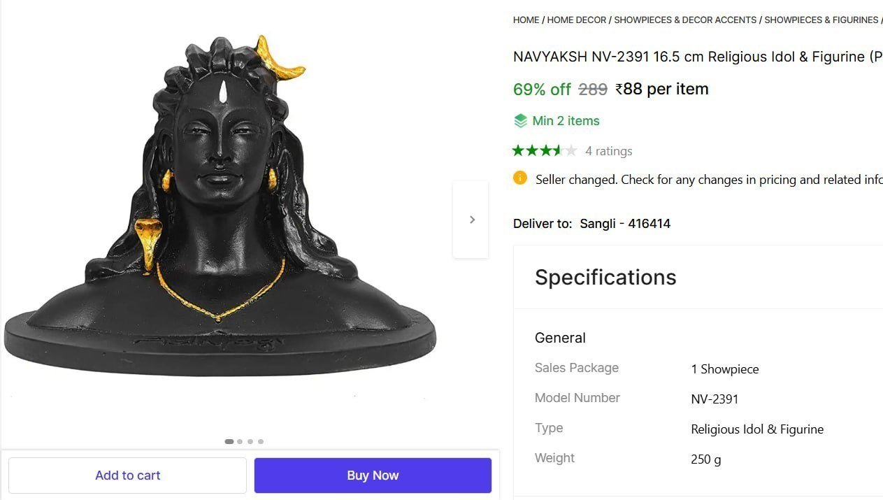 NAVYAKSH NV-2391 16.5 cm Religious Idol & Figurine Price in India - Buy NAVYAKSH NV-2391 16.5 cm Religious Idol & Figurine online at Shopsy.in