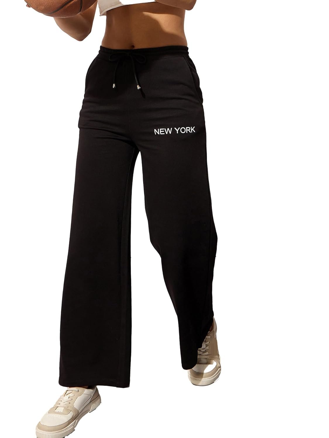 barcino Black Terry New York Print Track Pants