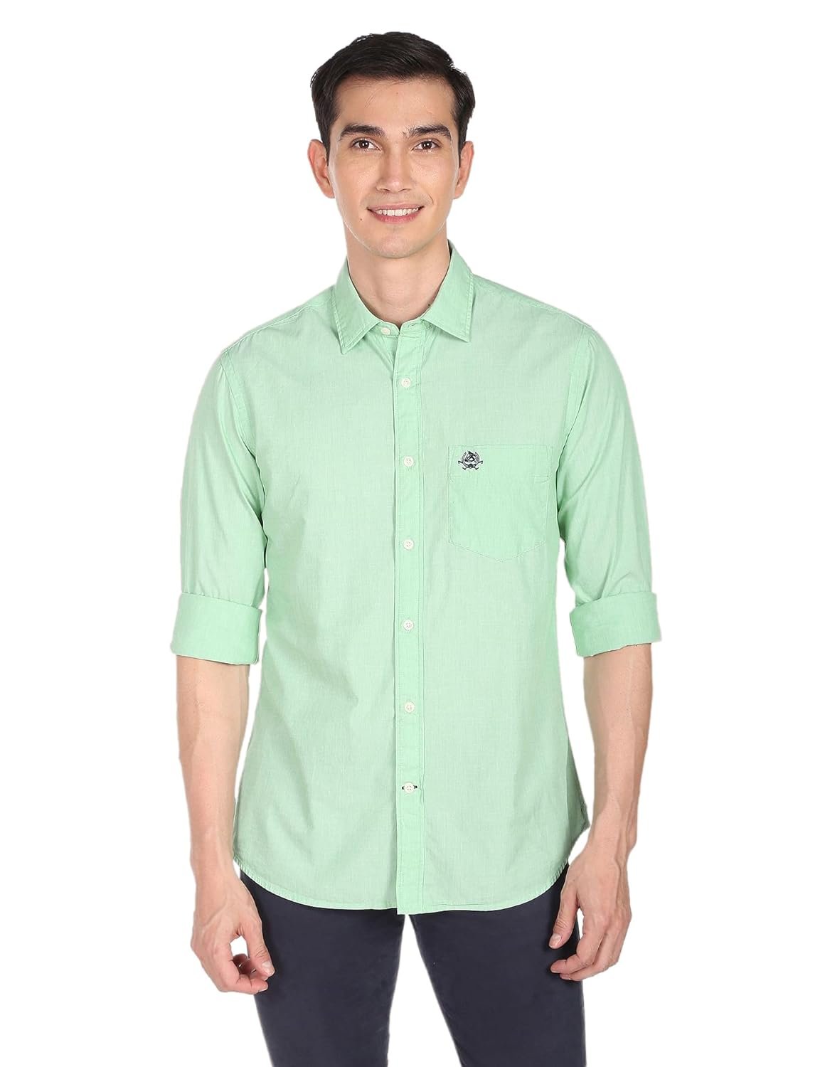 U.S. Polo ASSN. Men's Solid Spread Collar Premium Cotton Tailored Fit Shirt