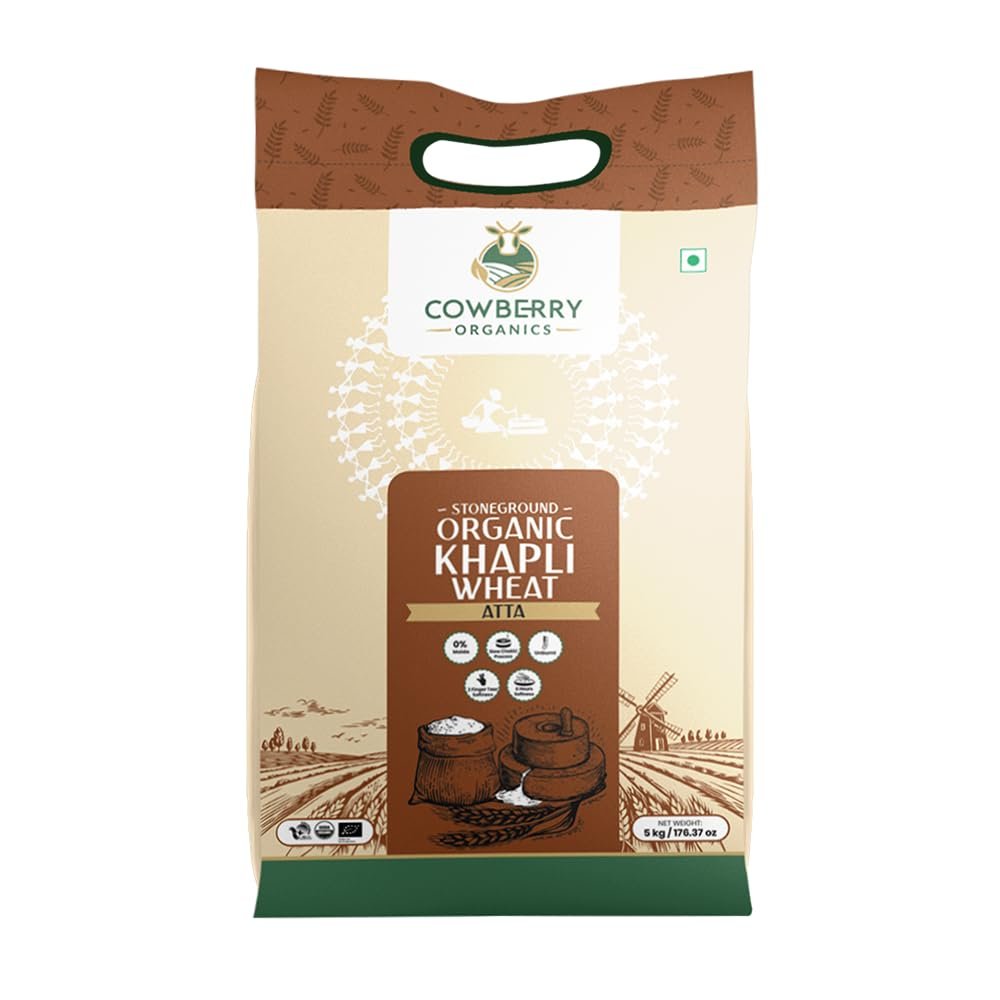 COWBERRY Organic Khapli Atta 5 kg, Lab-Tested for 252+ Chemical Residues | 100% Certified Organic | Stone-Ground Below 40°C | NPOP USDA EU Certified