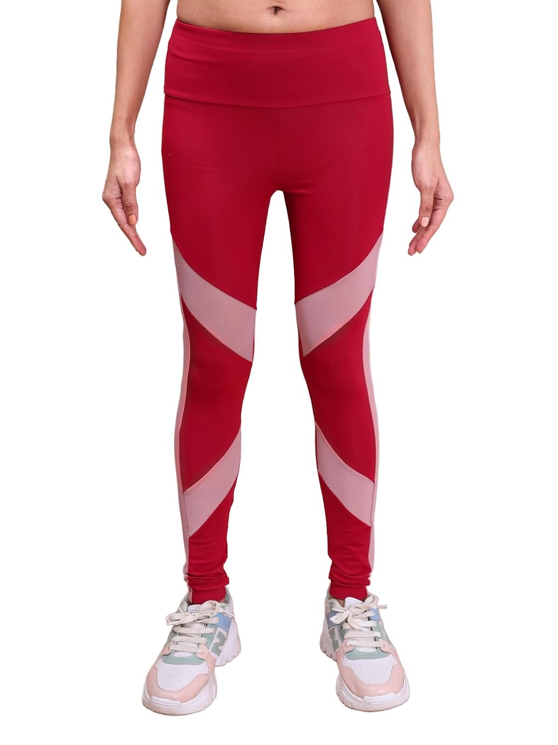 Rupa Colors Womens PLAYSURE Dry FIT Activewear Leggings | Stretchable Warp Knit Fabric | Breathable Mesh Self-Folding Waistband | Body-Hugging | Reflecting Logo