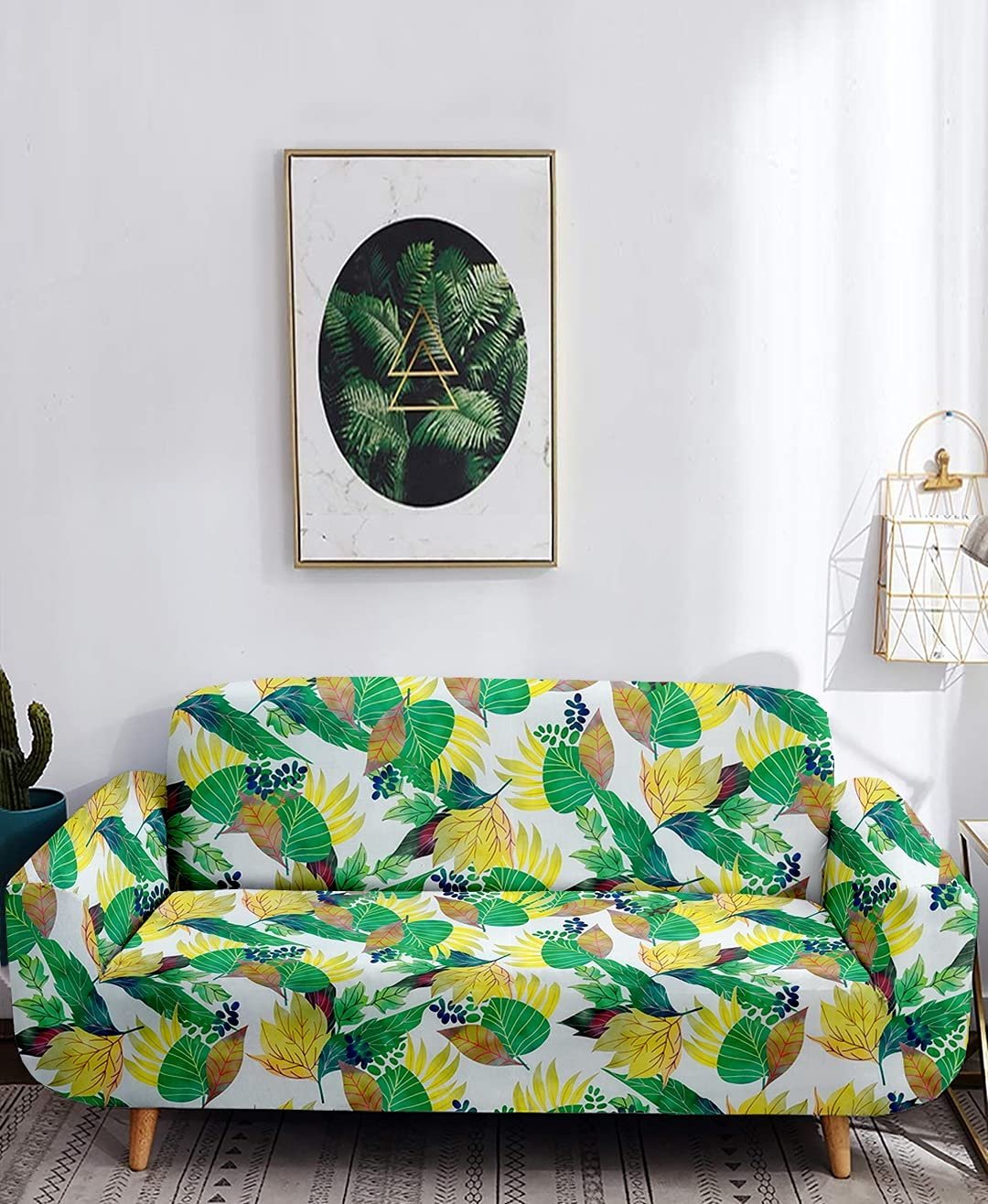 Cortina Elegant Sofa Cover | Tropical Print | 100% Polyester Spandex Fabric | Couch Covers, Machine Washable | Suitable for Home, Office, Birthday, Anniversary, & More | Soft Cover Two Seater | Gr