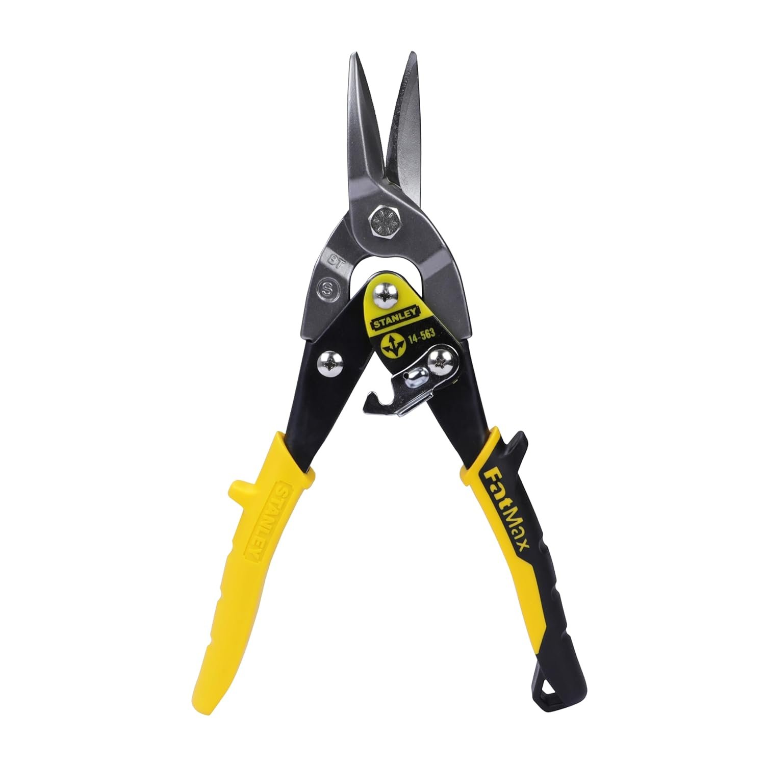 STANLEY 2-14-563 254 mm Aviation Snips Straight Cut Bi-Metal Ideal for Home, DIY & Industrial Use, 1 Year Warranty, YELLOW & BLACK