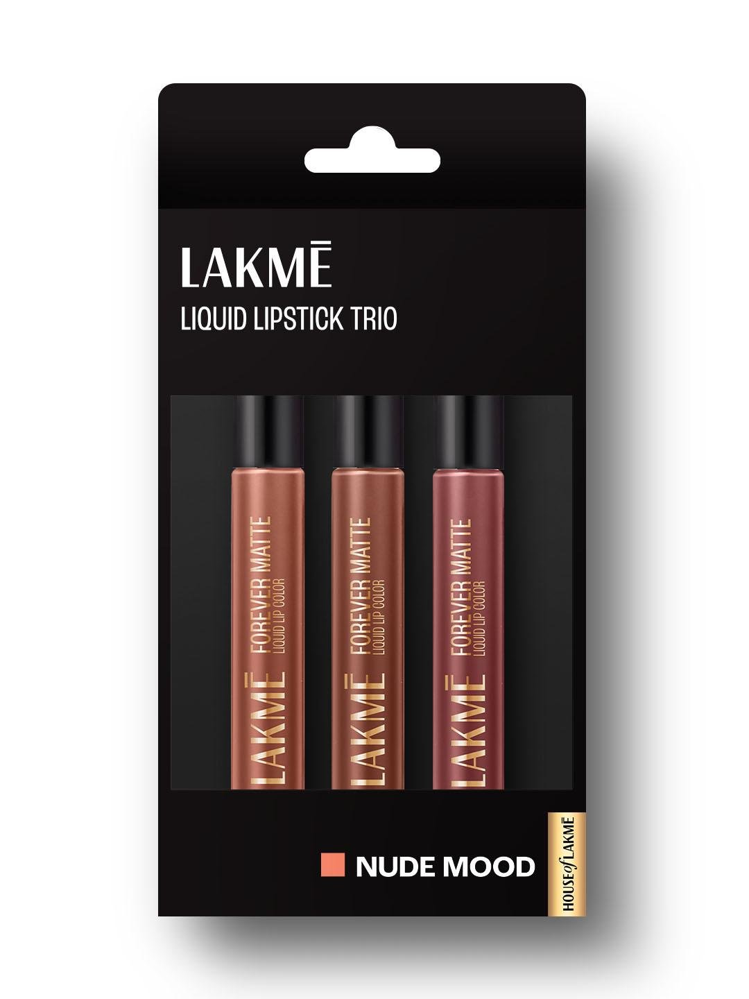 Buy Lakme Forever Matte Long Stay Light Weight Liquid Lipstick Trio 16.8ml   Nude Moods -  - Personal Care for Women