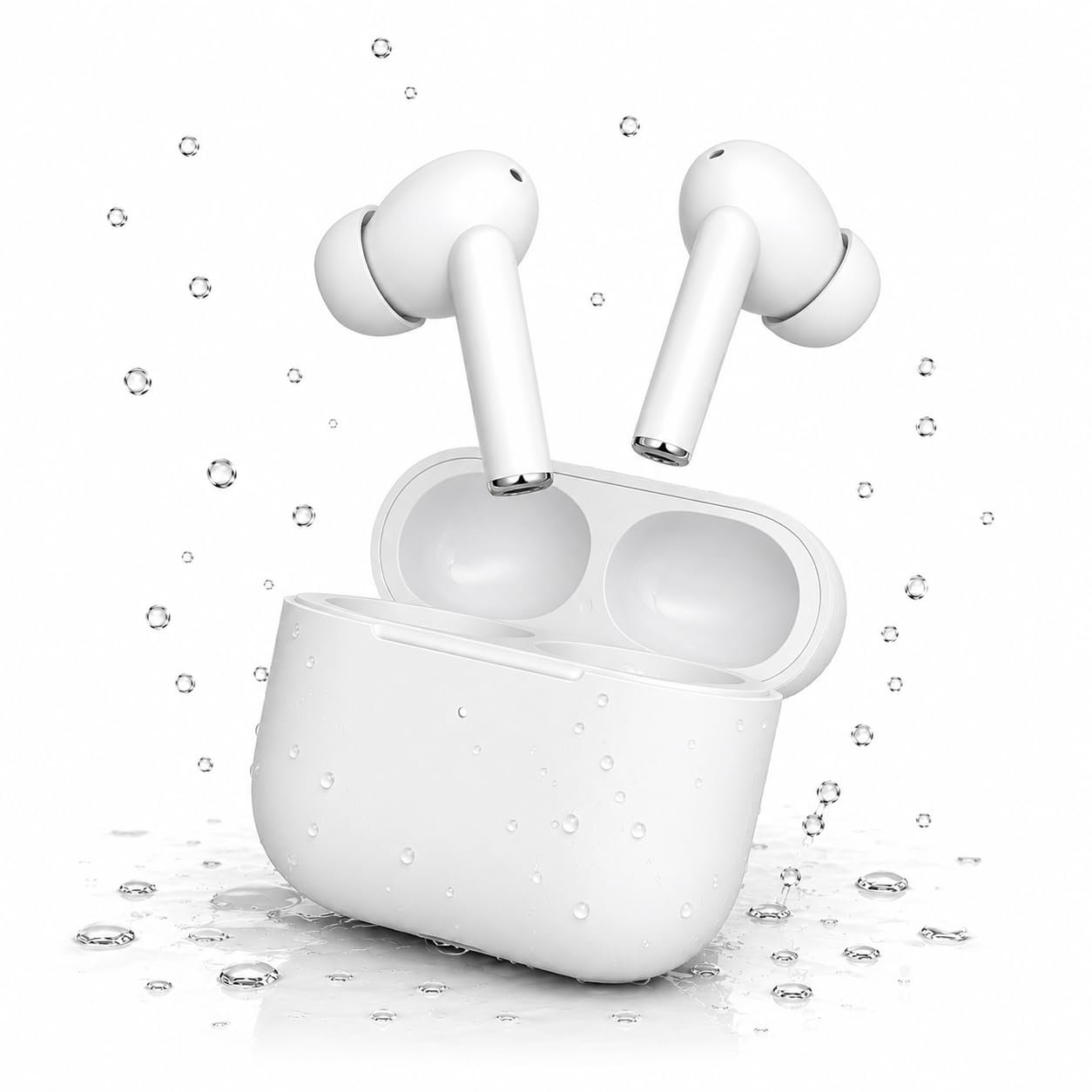Wireless Bluetooth Earbuds with Fast Pairing, ANC Mic, Hi-Fi Stereo Sound, Touch Control, Type-C Charging Case, IPX5, TWS Earphones for Calling, &Gaming Music (Whete)