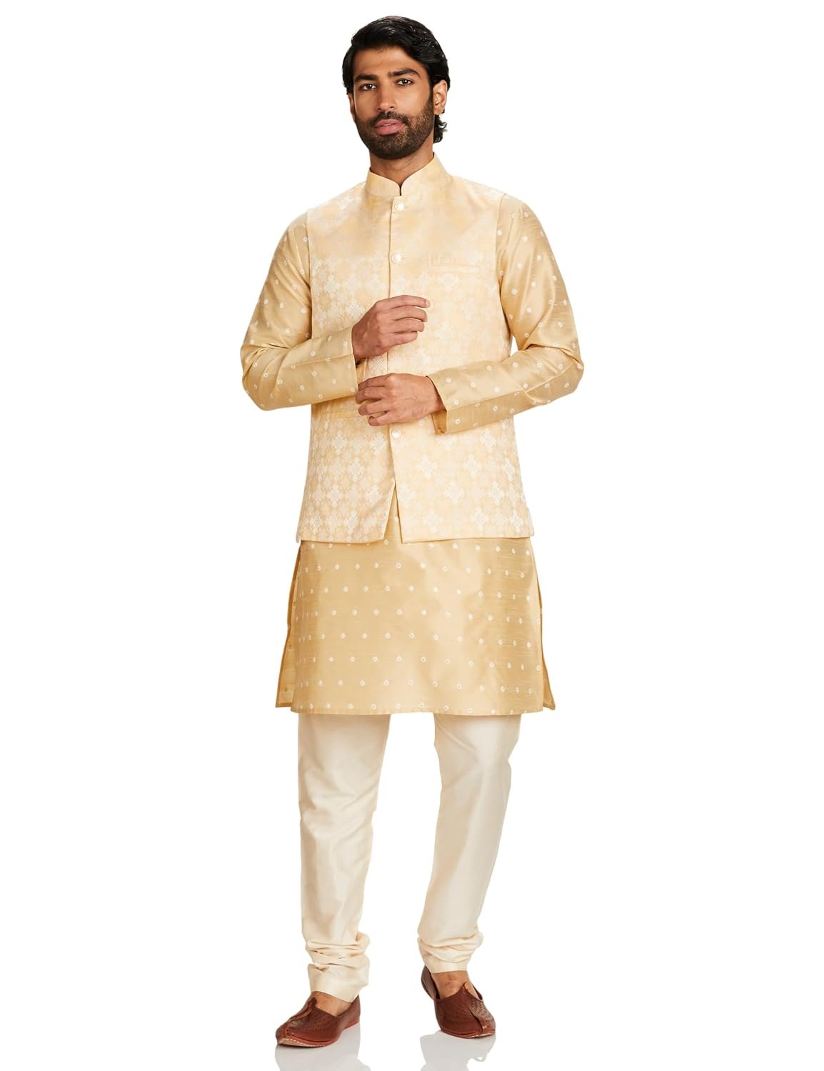 Amazon Brand - Symbol Men's Cotton Blend Printed Kurta Pyjama Set