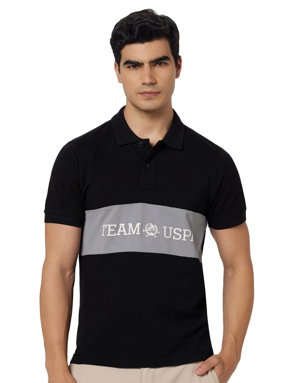 Colour Block Cotton Polo Shirt