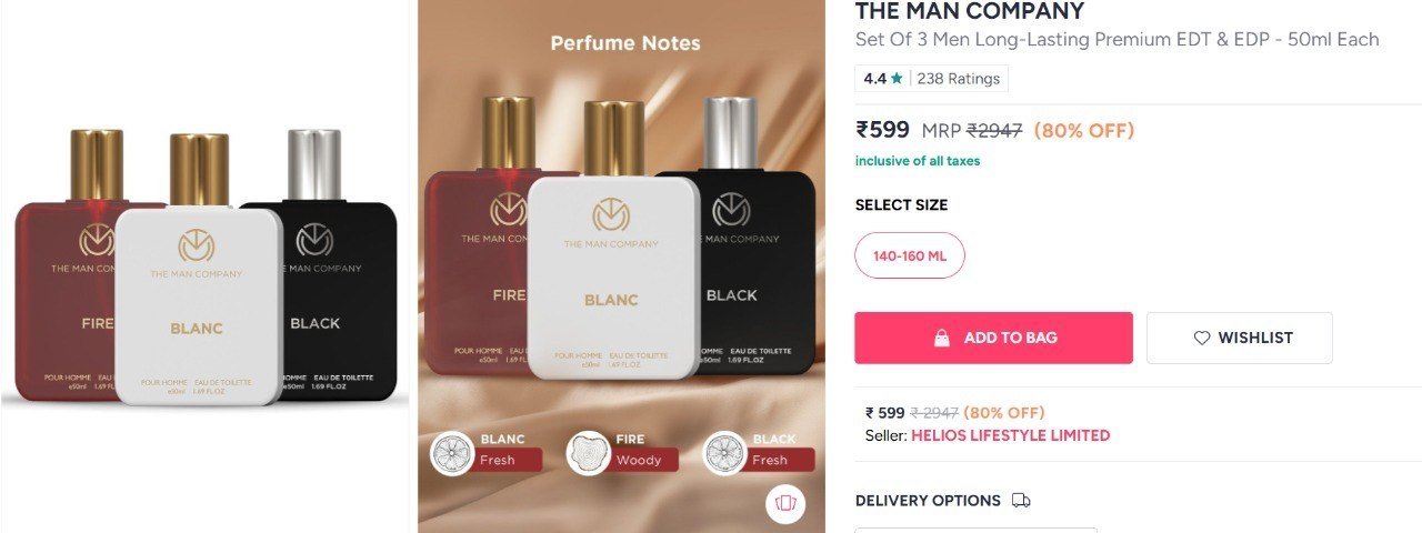 Buy THE MAN COMPANY Set Of 3 Men Long Lasting Premium EDT & EDP   50ml Each -  - Personal Care for Men