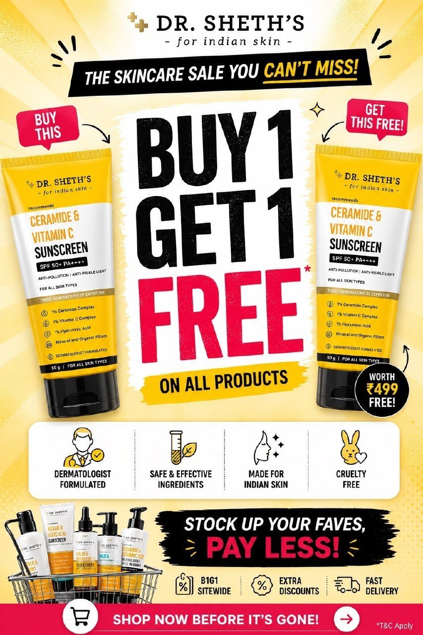 Buy 1 Get 1 Free Sale on Dr Sheth's | Code-B1G1 | Luxury Skincare