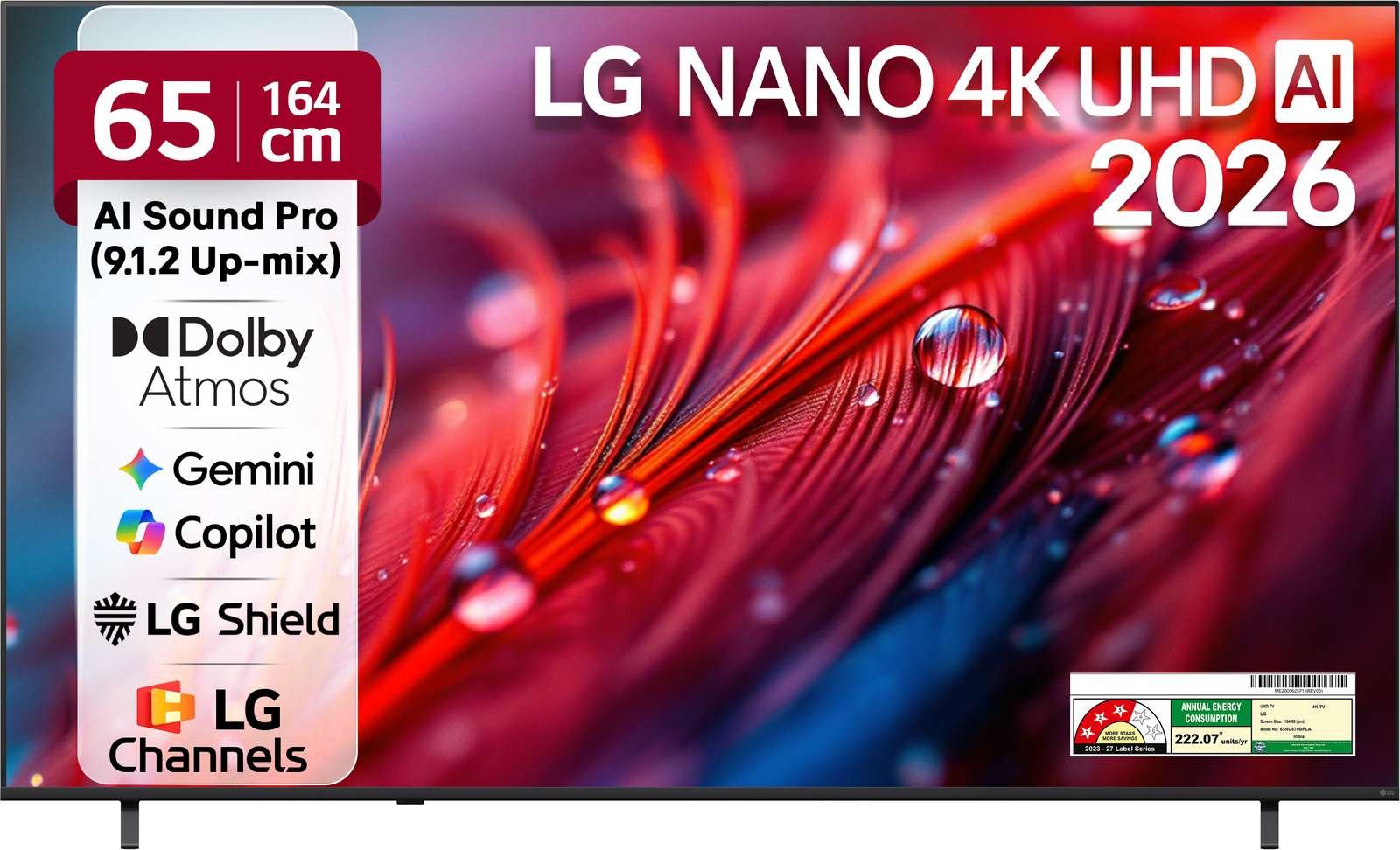lg ai nu87 164 cm 65 inch ultra hd 4k led smart webos tv 2026 nano detail enhancer hdr10 pro 4k supe