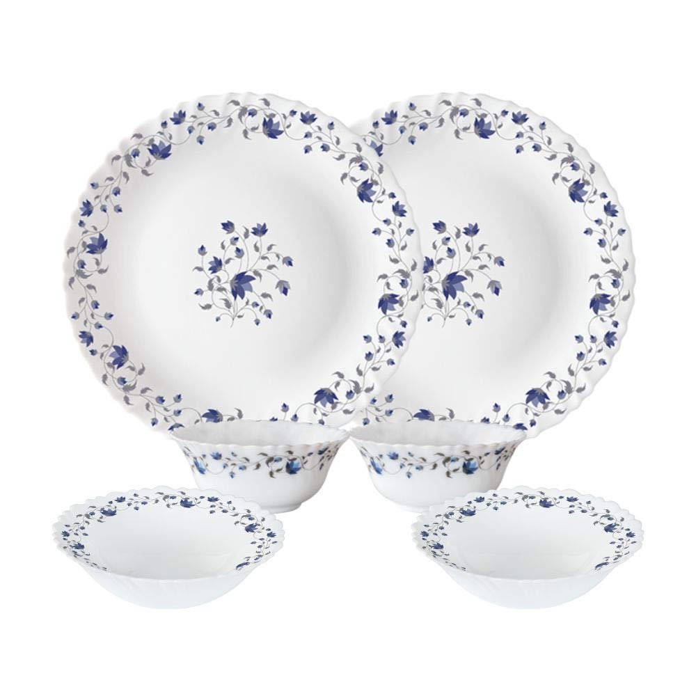 Larah by Borosil Helena Opalware Dinner Set, 6 -Piece, White