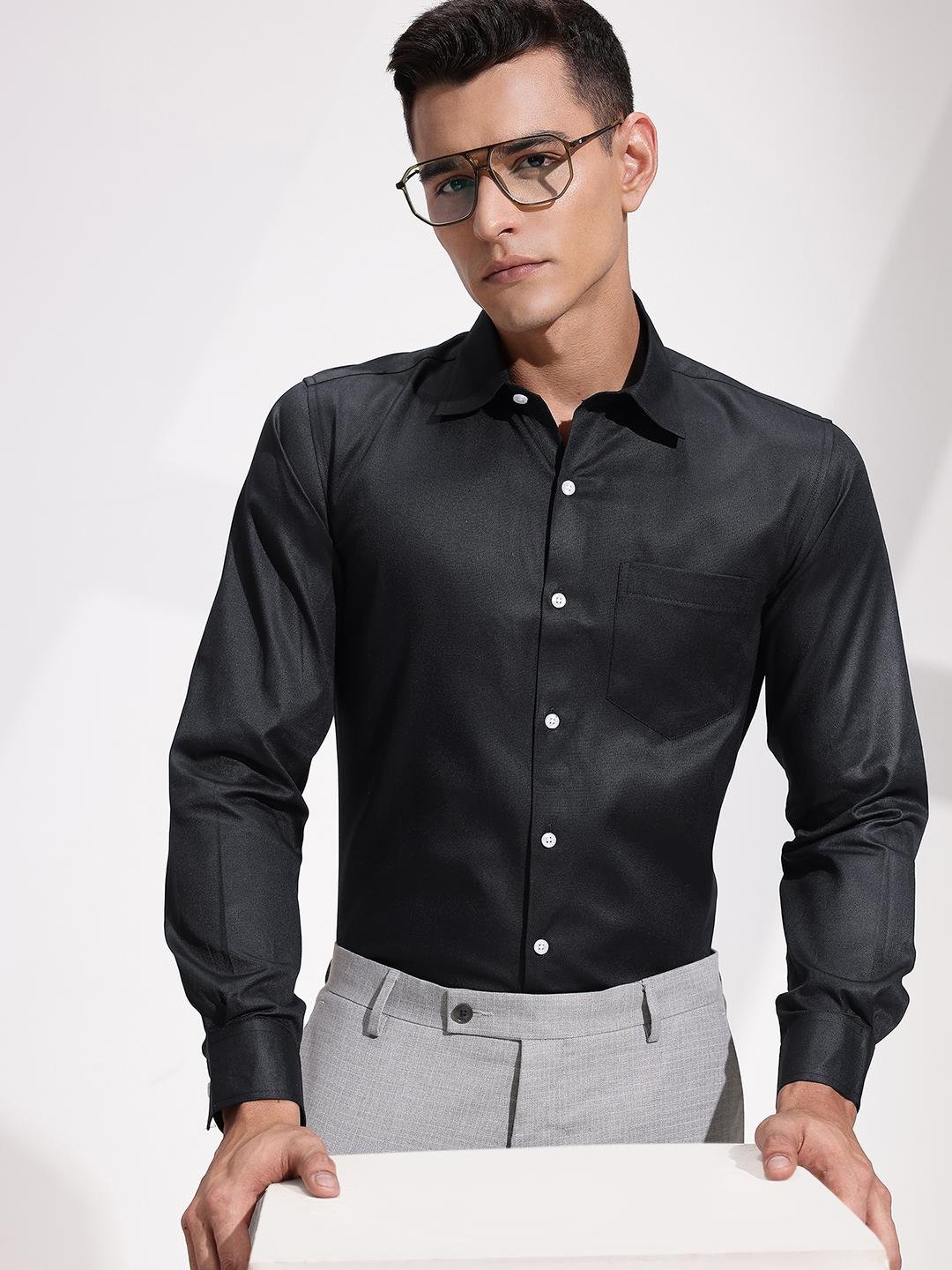 Buy INVICTUS Textured Slim Fit Formal Shirt -  - Apparel for Men