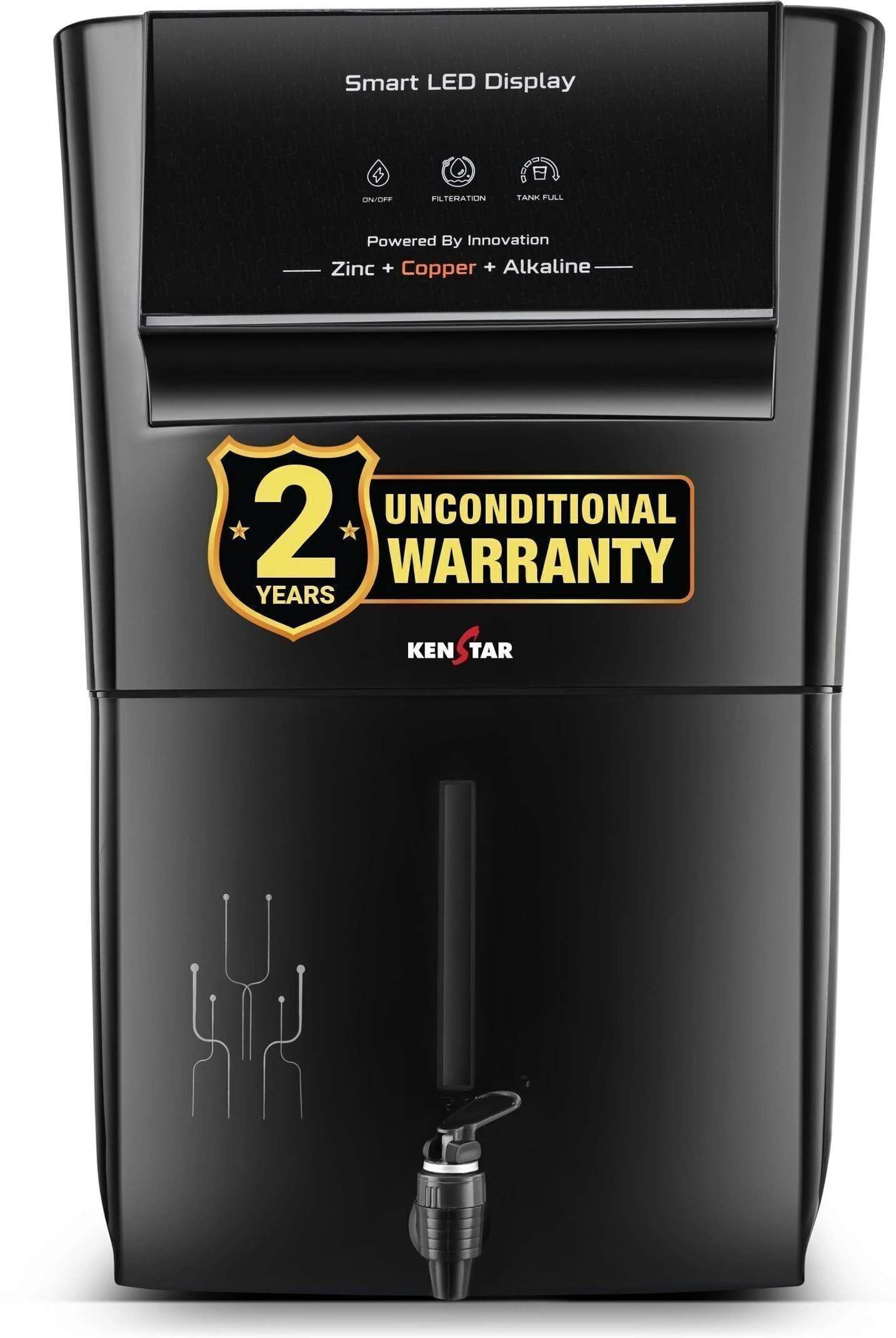 Kenstar Black Pureza. 8 L RO + UV + UF + Copper + Alkaline + Minerals Water Purifier Needs no service for 2 years - Kenstar : Flipkart.com