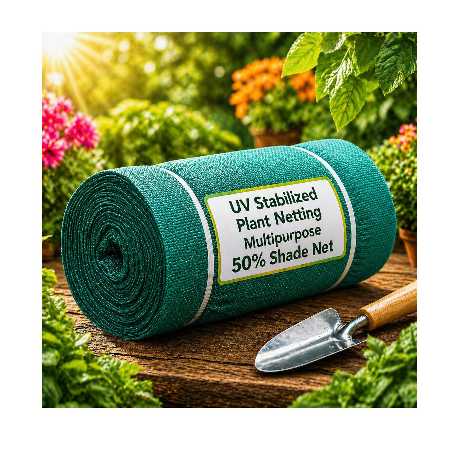 Green Shade Net, 50% UV Sun Protection, for Terrace, Garden, Green House, Balcony, & Gardening Multipurpose Agro Netting (10x4 feet)