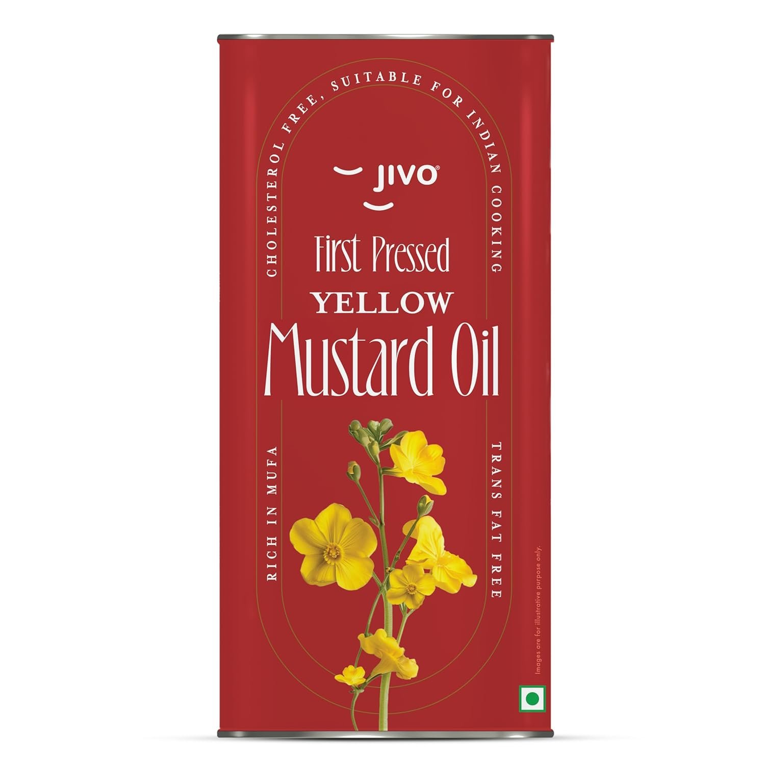 JIVO First Pressed Yellow Mustard Oil 5L | Pili Sarson Oil for Cooking | Chemical-Free Edible Oil for Deep Frying & Roasting | Omega-3 PUFA, Tocopherols & Added Vitamins A & D for Diverse 