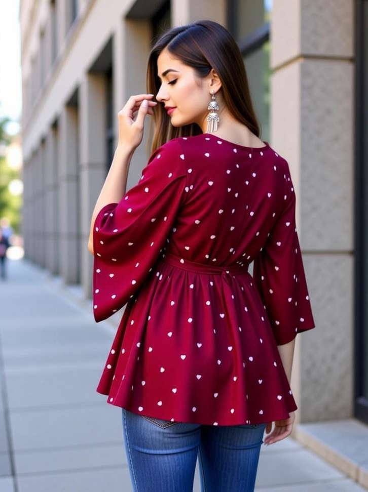 dmt ethnic casual women maroon top