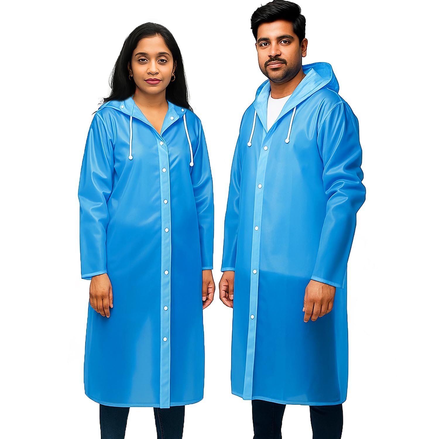 Allextreme Unisex EVA Standard Length Waterproof Rain Coat Hooded Full Sleeves Outdoor, Rainwear Poncho Raincoat for Camping, Hiking & Travelling (Universal Size,1 Pc Blue)