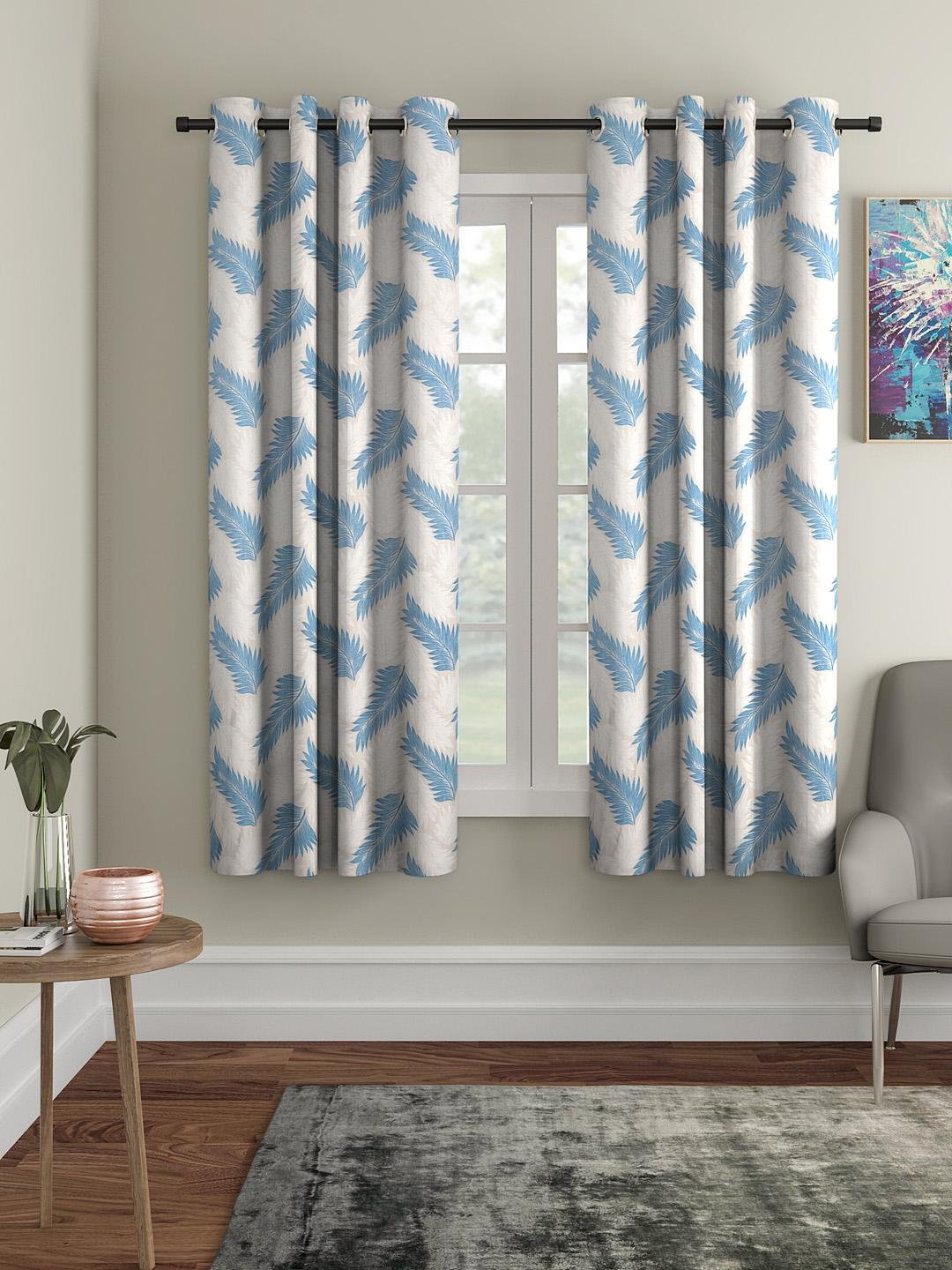 Buy Cortina Set Of 2 Floral Printed Window Curtains -  - Home for Unisex
