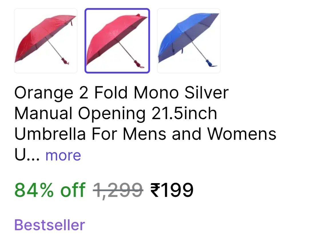 Orange 2 Fold Mono Silver Manual Opening 21.5inch Umbrella For Mens and Womens Umbrella Price in India - Buy Orange 2 Fold Mono Silver Manual Opening 21.5inch Umbrella For Mens and Womens Umbrella onl