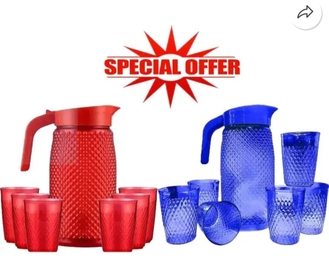X PODS 14 PS Plastic Water Jug Gless Serving Combo(2 jug 12 gless) for Drinking ice Tea, Juice, Cocktail Jug Glass Set Price in India - Buy X PODS 14 PS Plastic Water Jug Gless Serving Combo(2 jug 12 