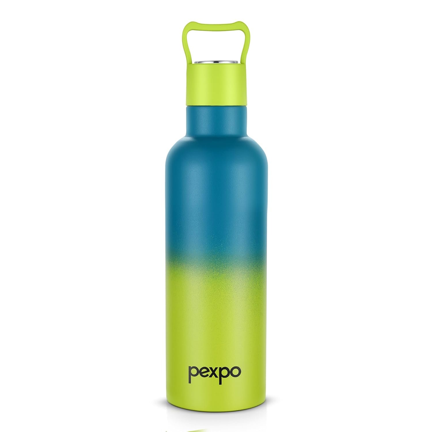 Go24 pexpo Stainless Steel Thermo Flask Oscar Blue-Yellow Ombre 500ml | Hot and Cold for Hours, Vacuum Insulated ISI Certified Flask, Steel Water Bottle for Kids | Office | Workout | Travelling