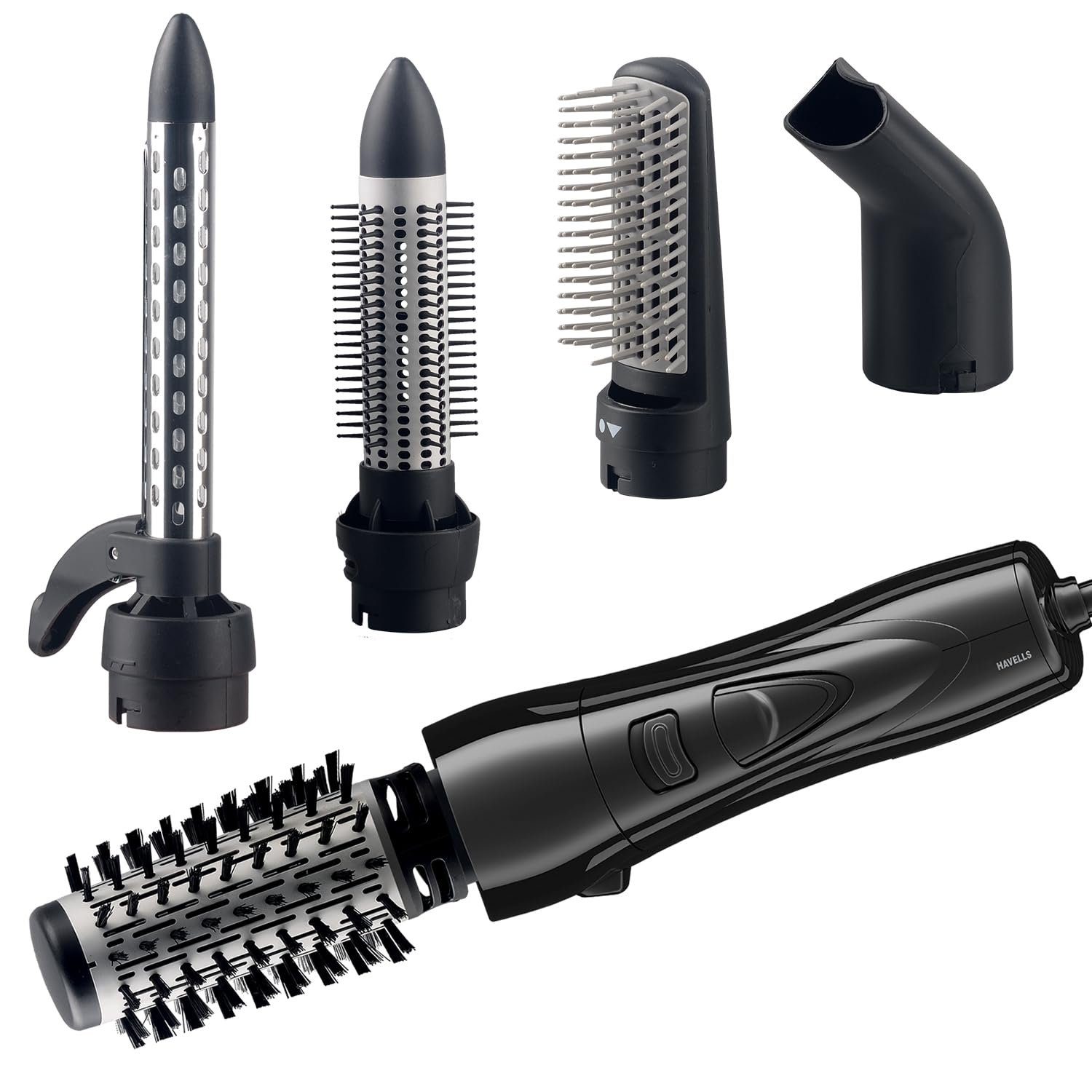 Havells 1000 Watts Air Care Volumizer Hair Dryer | Pre-Styling Half Brush, Stylish Curlers, Smoothening Roller Brush | Suitable For All Hair Types | Black | Hc4085