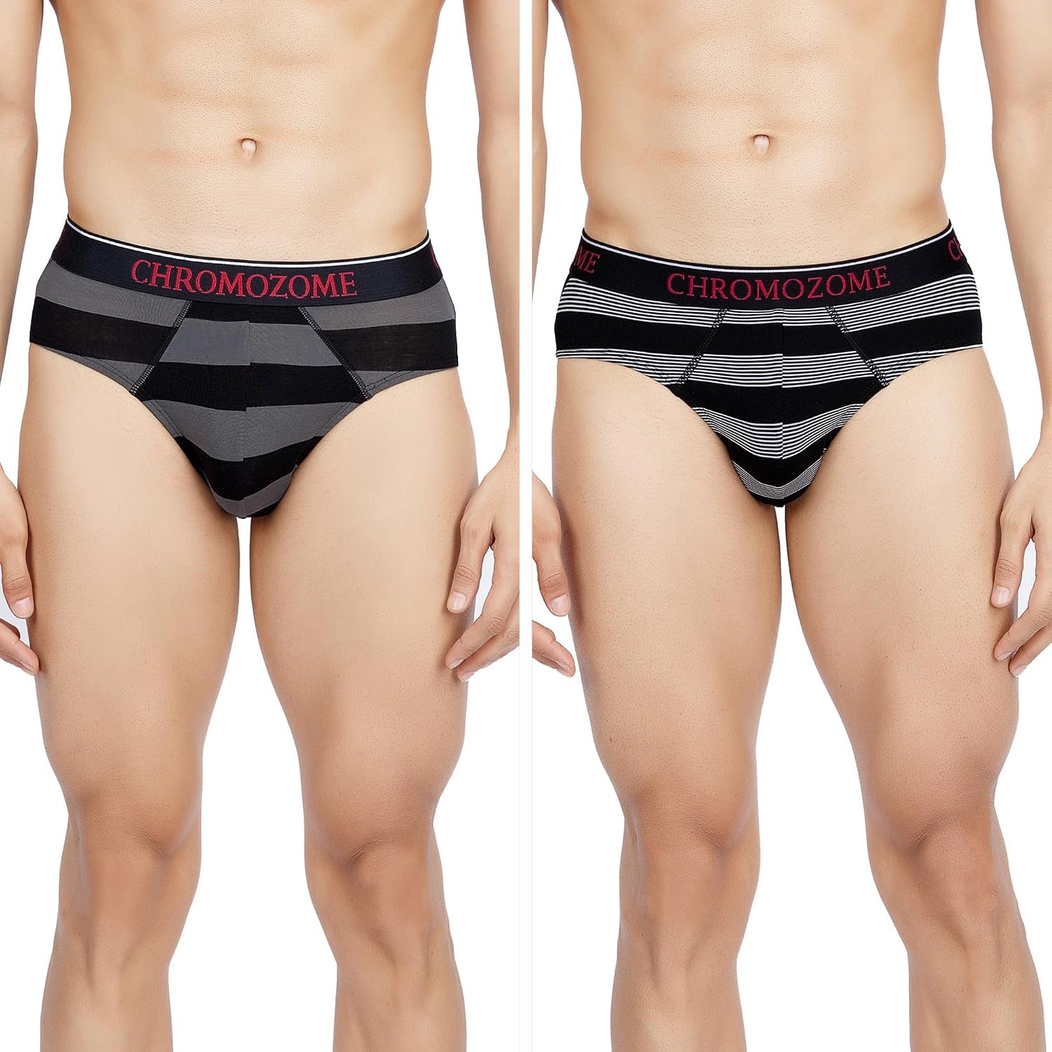 Chromozome Mens Modal-Stretch Striper Briefs (Pack of 2)