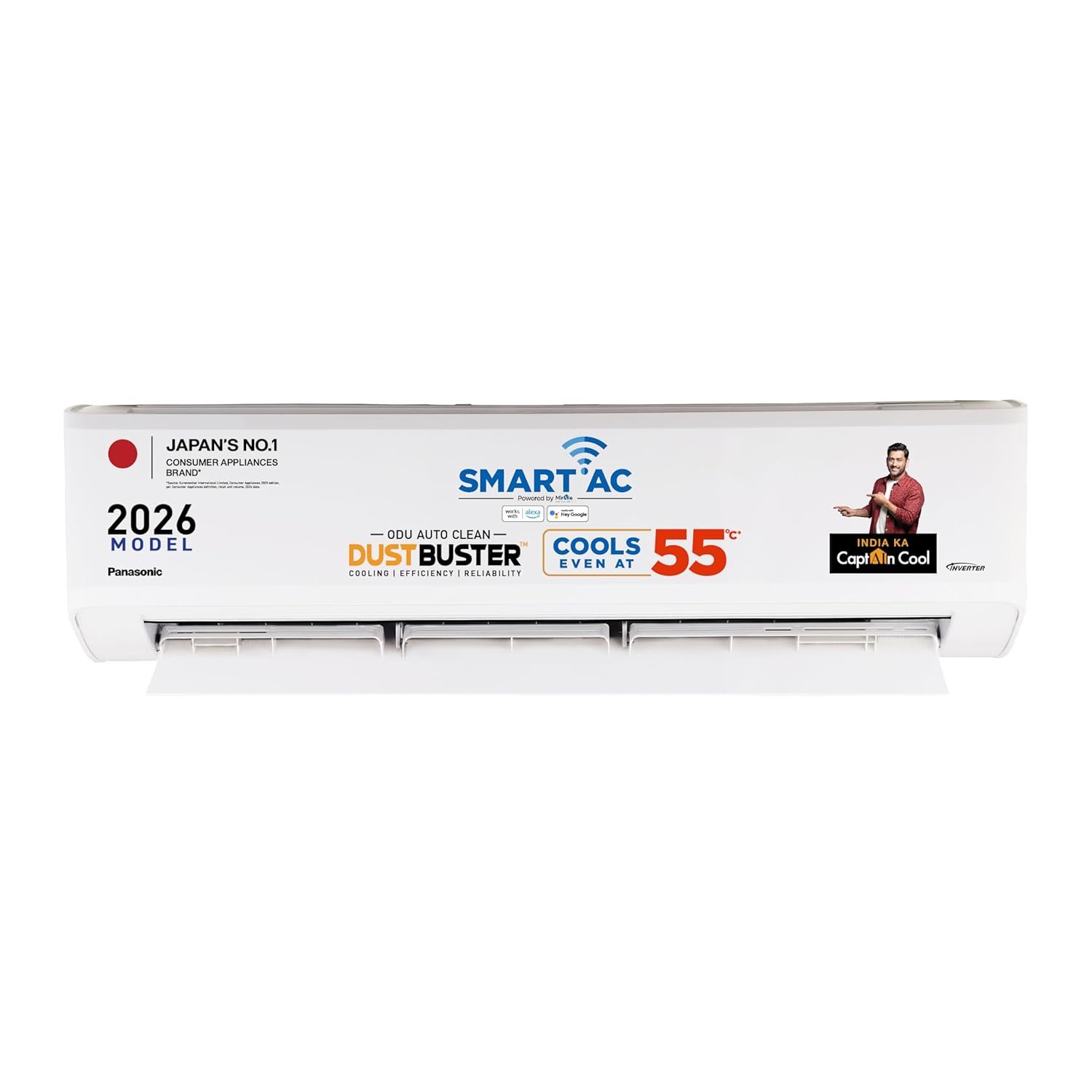 Panasonic 1.5 Ton 5 Star Premium Wi-Fi Inverter Smart Split AC (Matter/MirAIe, AI, DustBuster, 55°C Oper., Copper Condenser, 8in1 Convertible, 4-Way, PM0.1 Filter, CS/CU-NU18BKY5WX, 2026 Model, White)