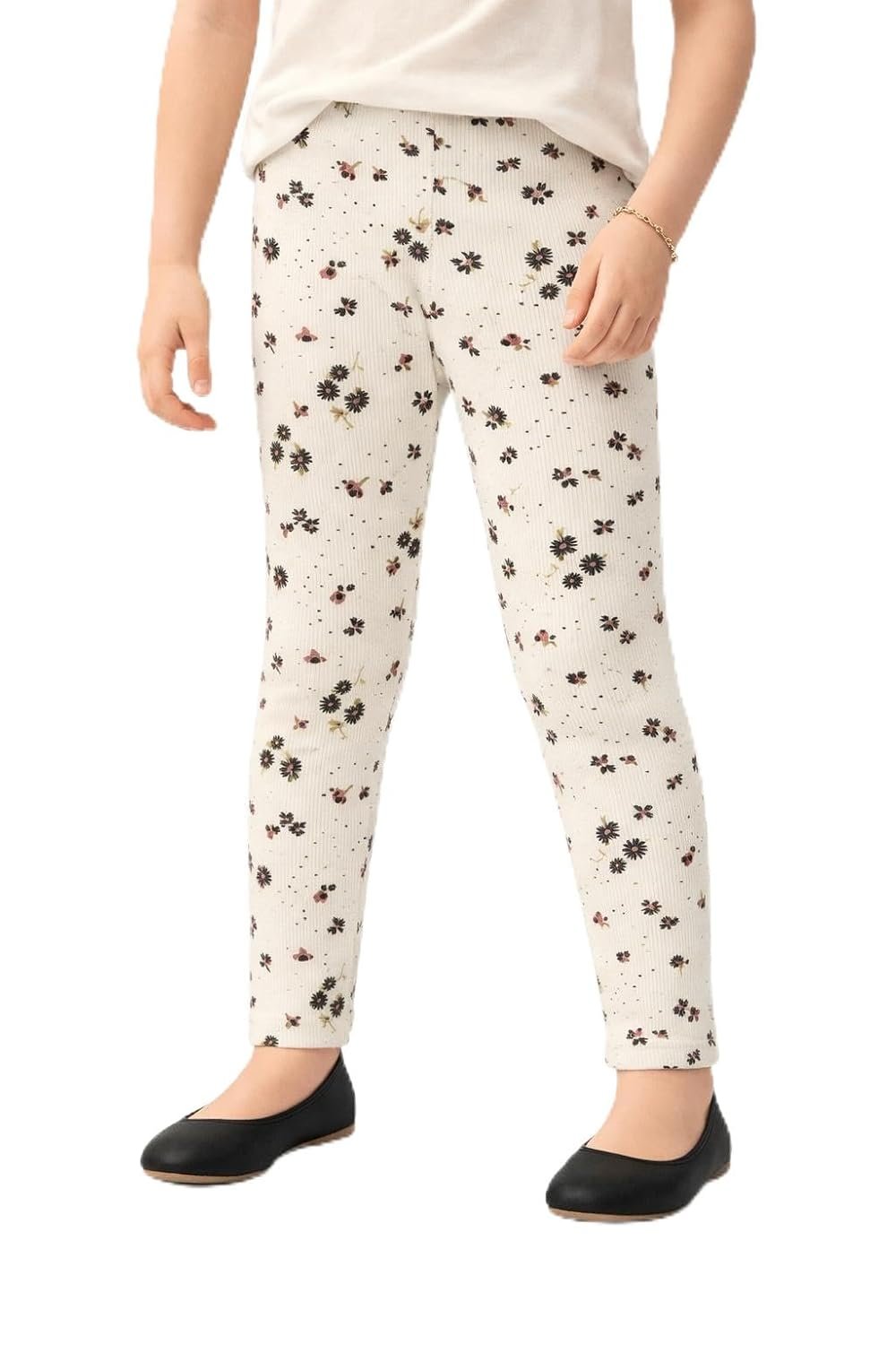 Amazon Brand - Symbol Girl's Cotton Ribbed Stretchable Leggings | Ankle Length | Aged 2-14 Years