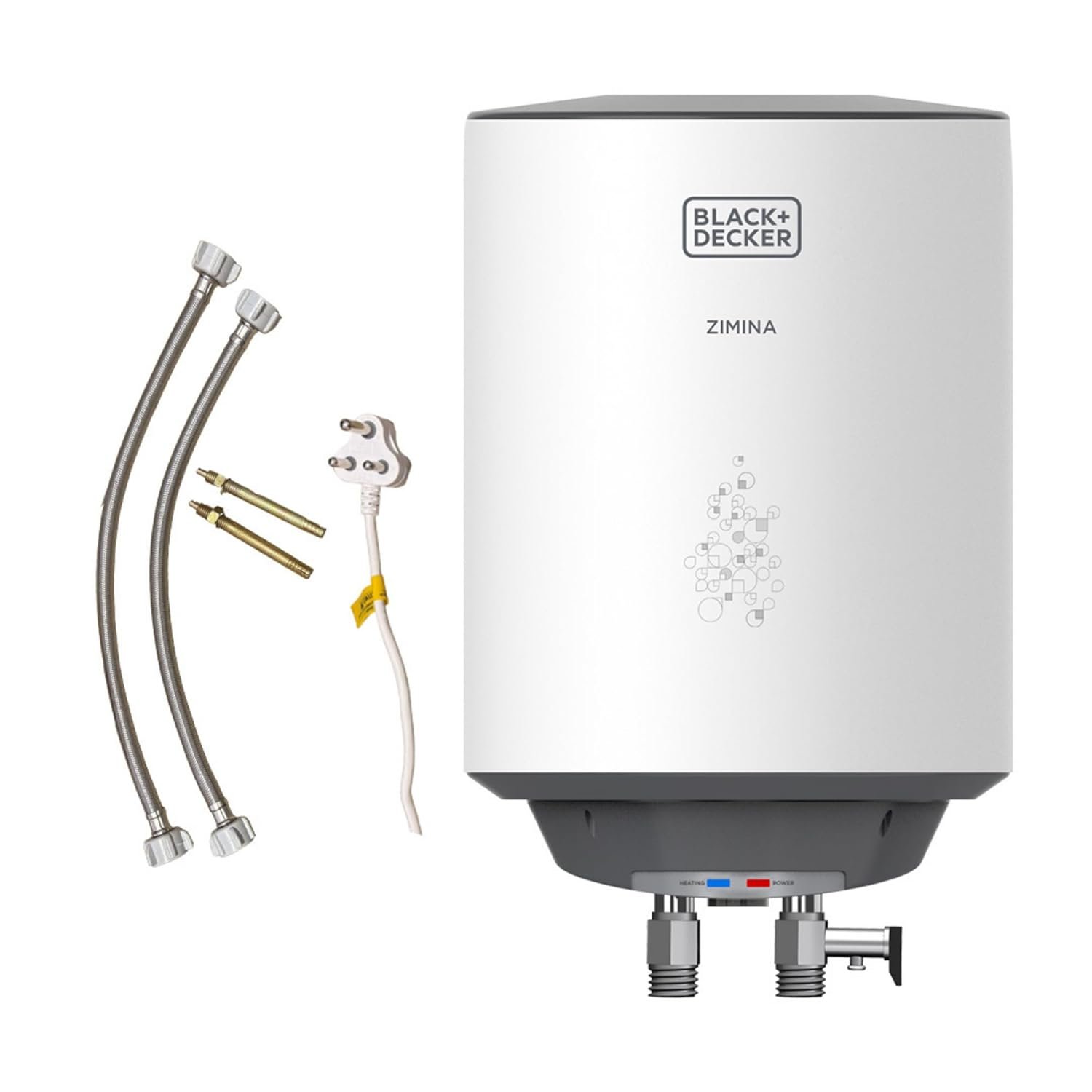 Black+Decker Zimina Geyser 15 Ltr | Storage Water Heater for Home & Kitchen | Free Connecting Pipe | 2KW | BEE Star Rated | Polymer Coated Tank I 8 BAR Rated Pressure I 5 Yr Tank Warranty