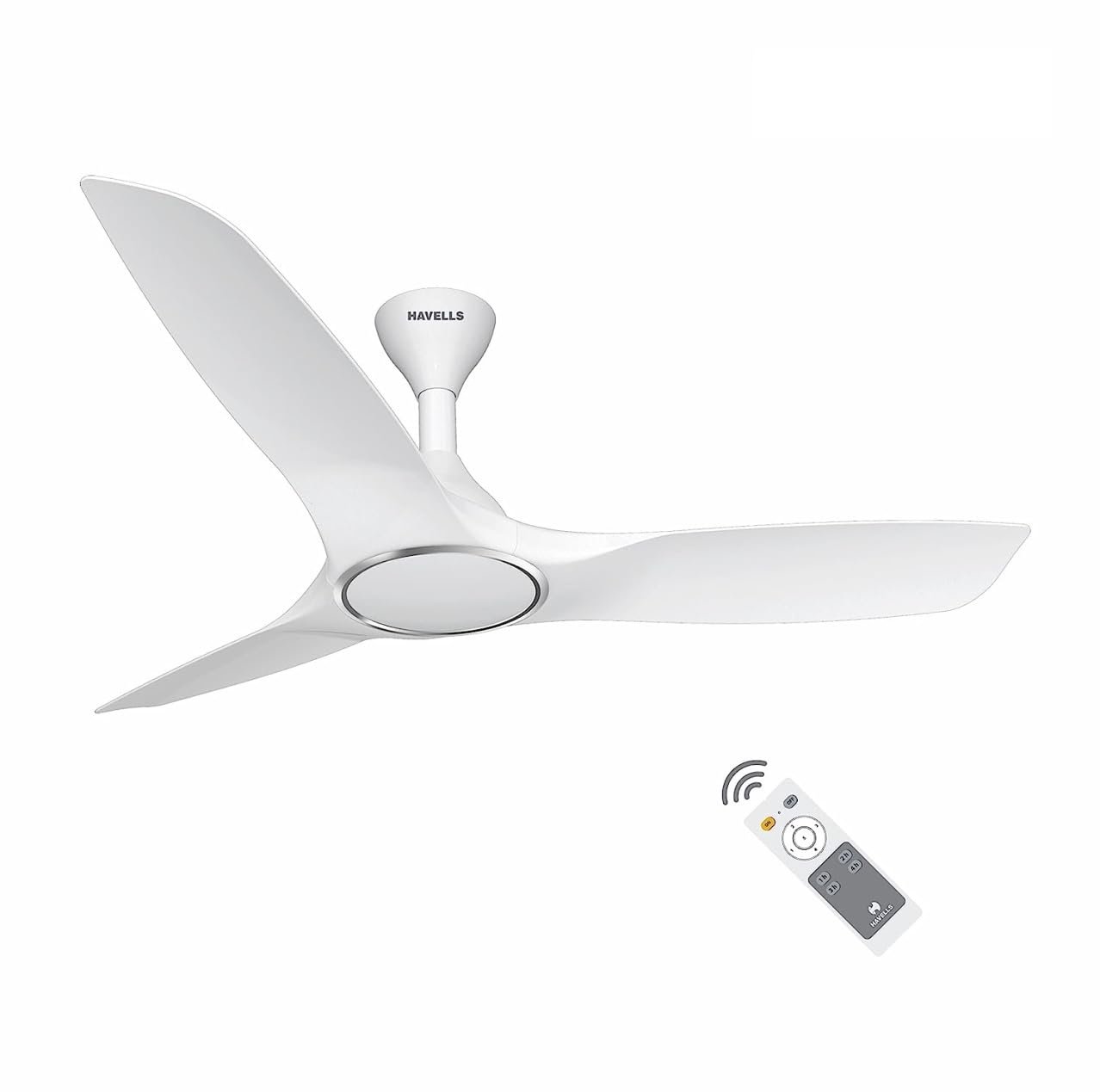 Havells Stealth Air BLDC 1200mm Ceiling Fan| Upto 55% Energy Saving| Silent & Premium| 5 stars Rating| 100% Copper Motor| RF Remote, Memory Backup, Timer| (Pearl White, Pack Of 1)