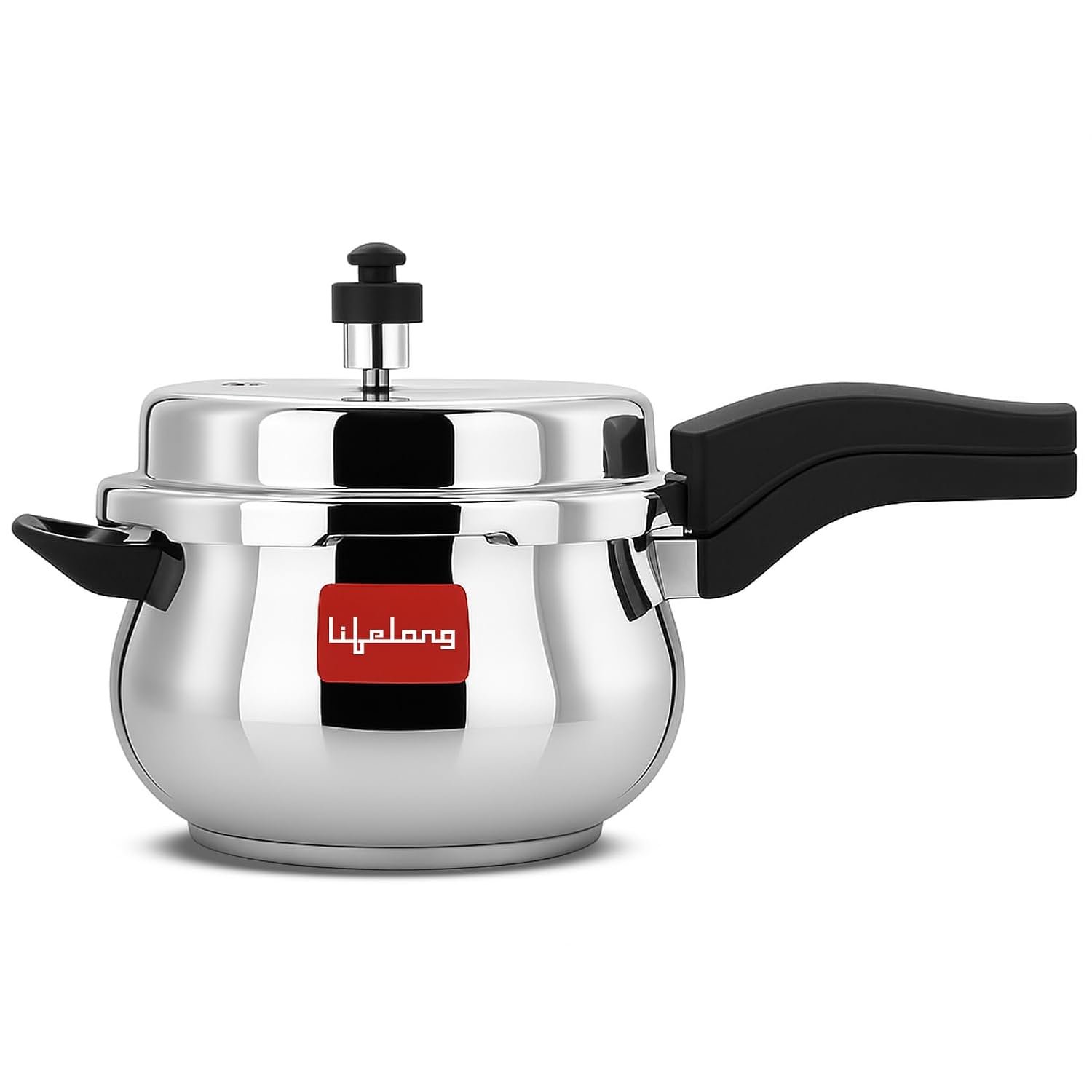 Lifelong Stainless Steel Curve Pressure Cooker 5Liters | Induction & Gas Stove Compatible with Outer Lid, ISI Certified & Lock System | Safe & Durable Kitchen Essential with 5 Years Warran