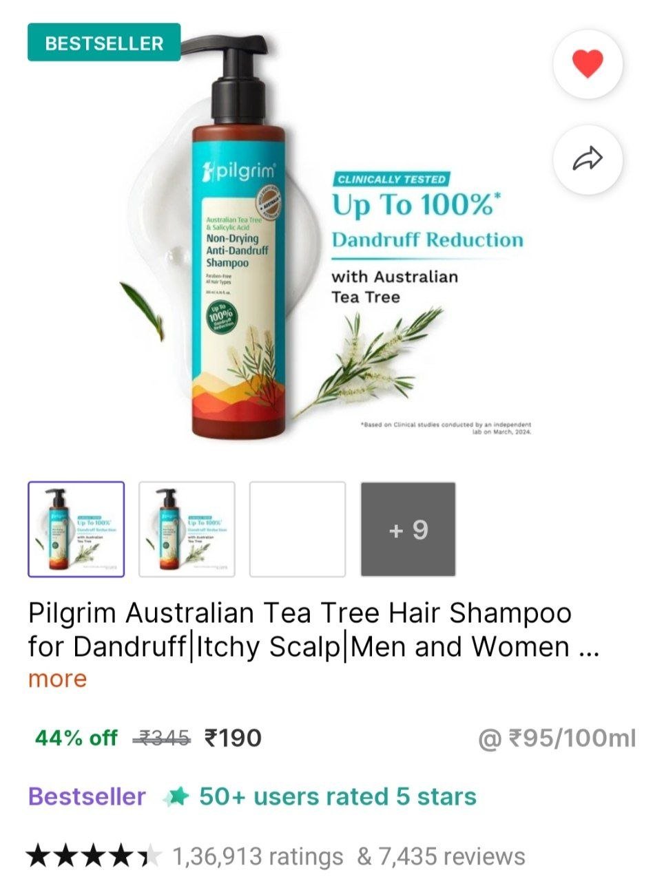 Pilgrim Australian Tea Tree Hair Shampoo for Dandruff|Itchy Scalp|Men and Women - Price in India, Buy Pilgrim Australian Tea Tree Hair Shampoo for Dandruff|Itchy Scalp|Men and Women Online In India, R