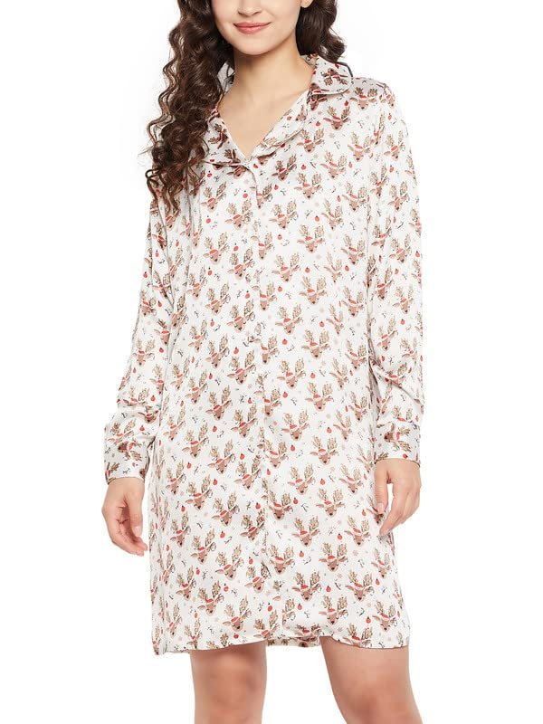 Clovia Womens Christmas Button NS1392R18_White_S