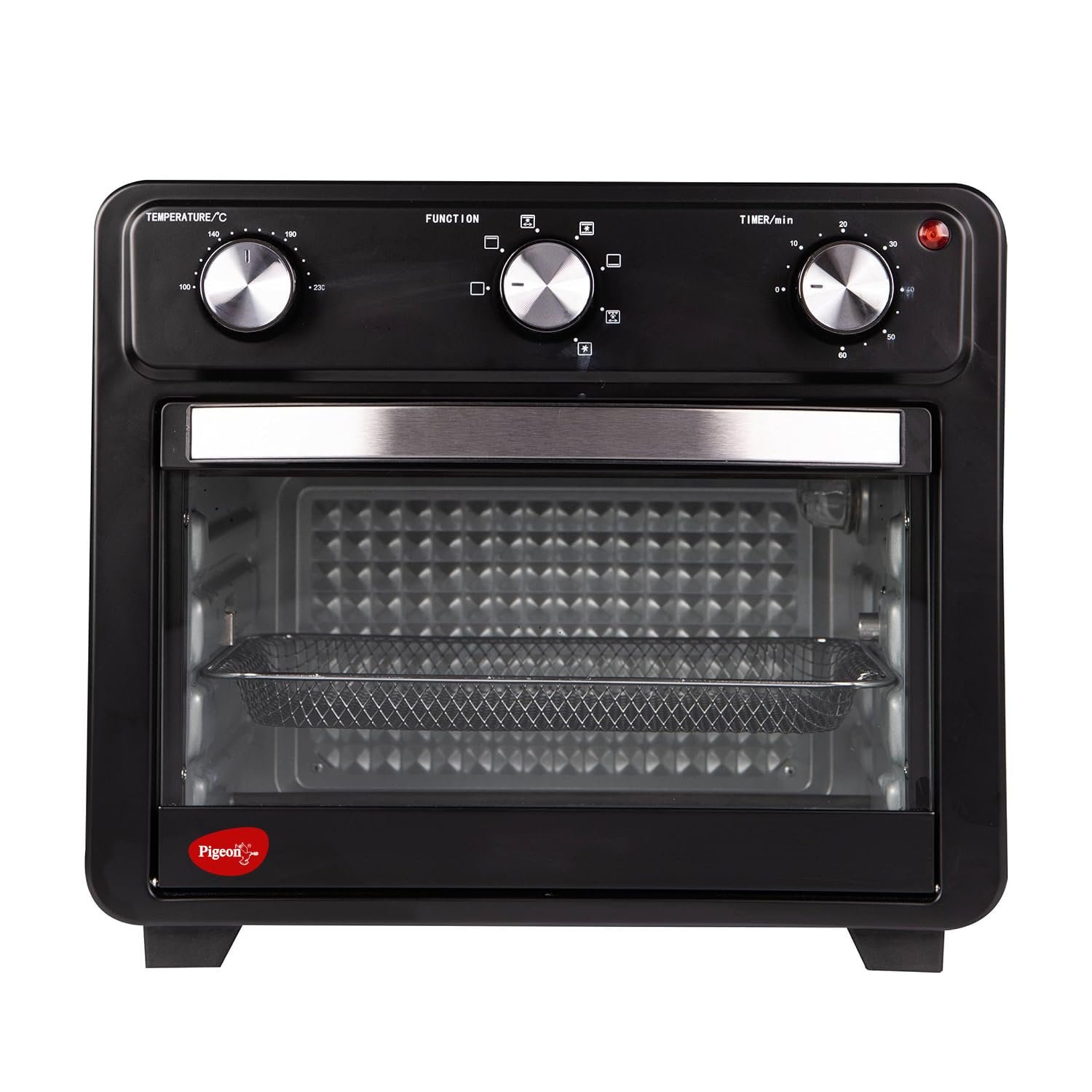 Pigeon By Stovekraft Air Fryer Oven 25 liter | 2-In-1 Appliance (Otg + Airfryer) | 1400 Watts | Air Fry, Bake, Broil, Toast, Defrost (Black) | Without Rotisserie