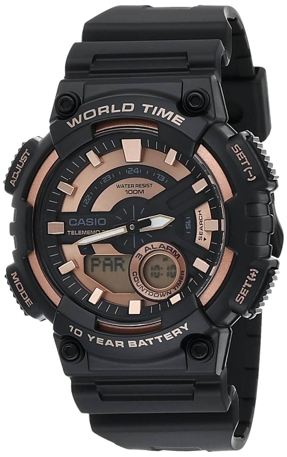 Casio Youth Series Analog-Digital Rose Gold Dial Men's Watch - AEQ-110W-1A3VDF(AD222)
