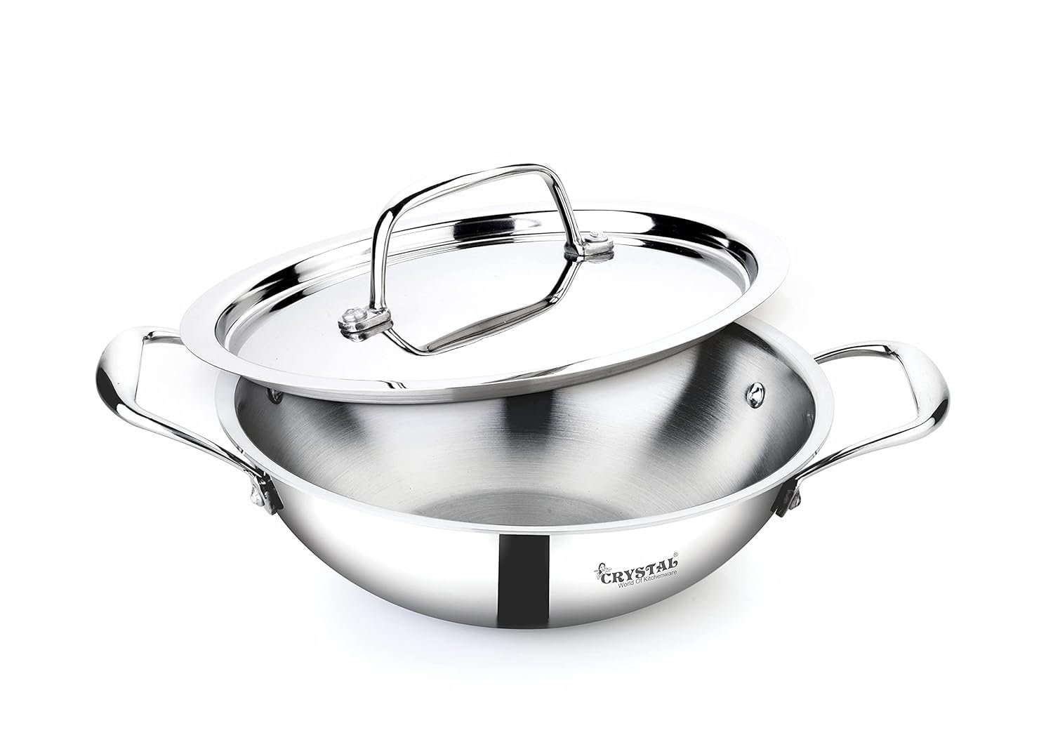 Crystal TriPro -Triply Stainless Steel Kadai with Lid - 18 cm (Induction Bottom)