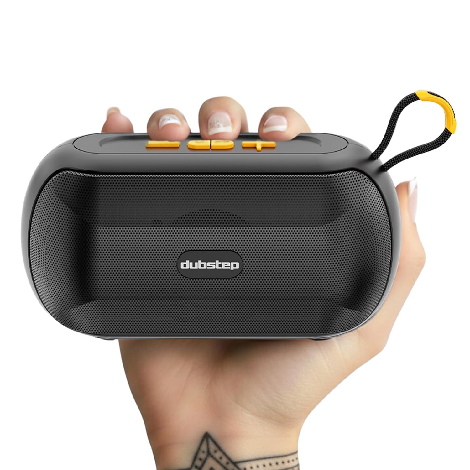 Dubstep Pop 1400 Portable Bluetooth Speaker | 14W Loud Sound, Deep Bass with XBASS, 16 Hrs Playtime, TWS Stereo Pairing, 52mm Driver, Splash-Resistant, Carry Strap (Black)