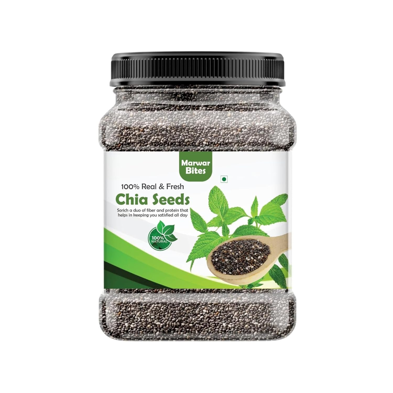 MarwarBites Premium Chia Seeds 1kg | Raw Unroasted & Cleaned | Natural Plant-Based Superfood Seed For Eating | Ideal for Smoothies, Baking & Cooking