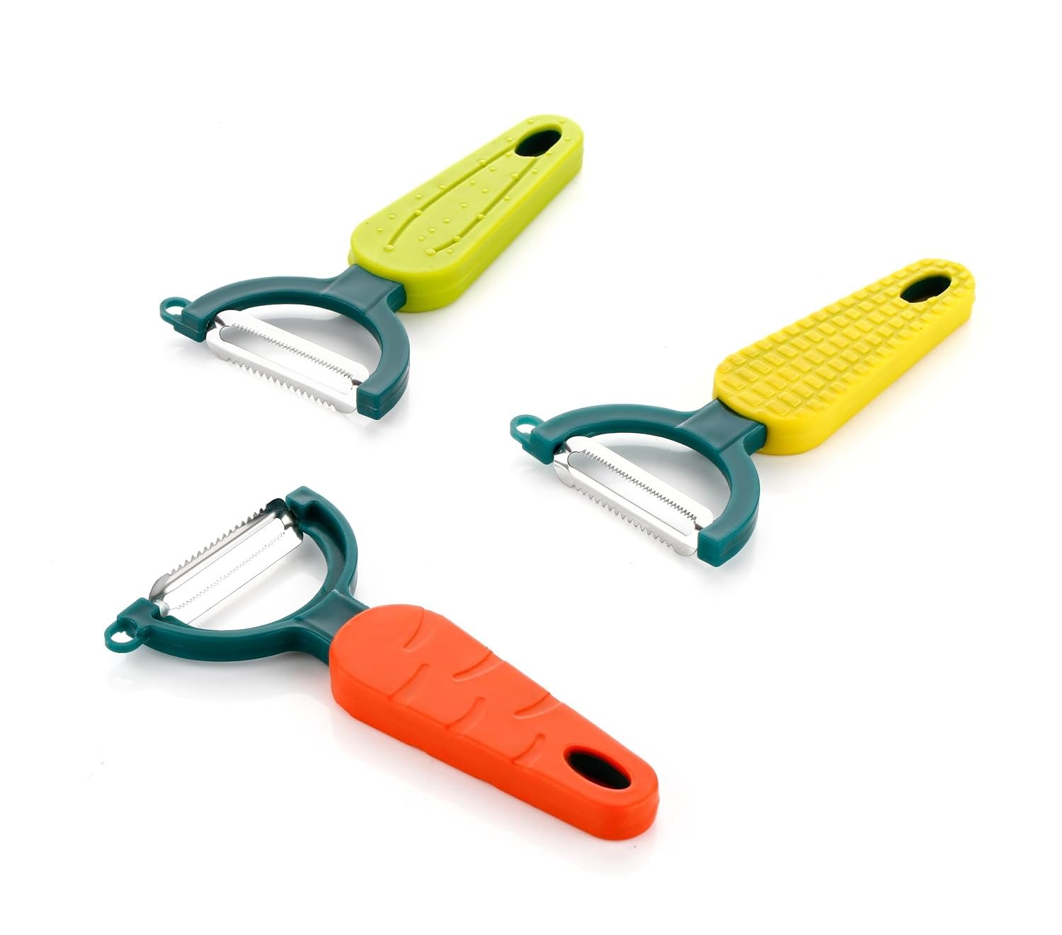 Clazkit Stainless Steel Vegetable Peeler Set of 3 | Sharp Rust-Resistant Fruit & Vegetable Peelers | Ergonomic Handle | Heavy Duty Kitchen Tool