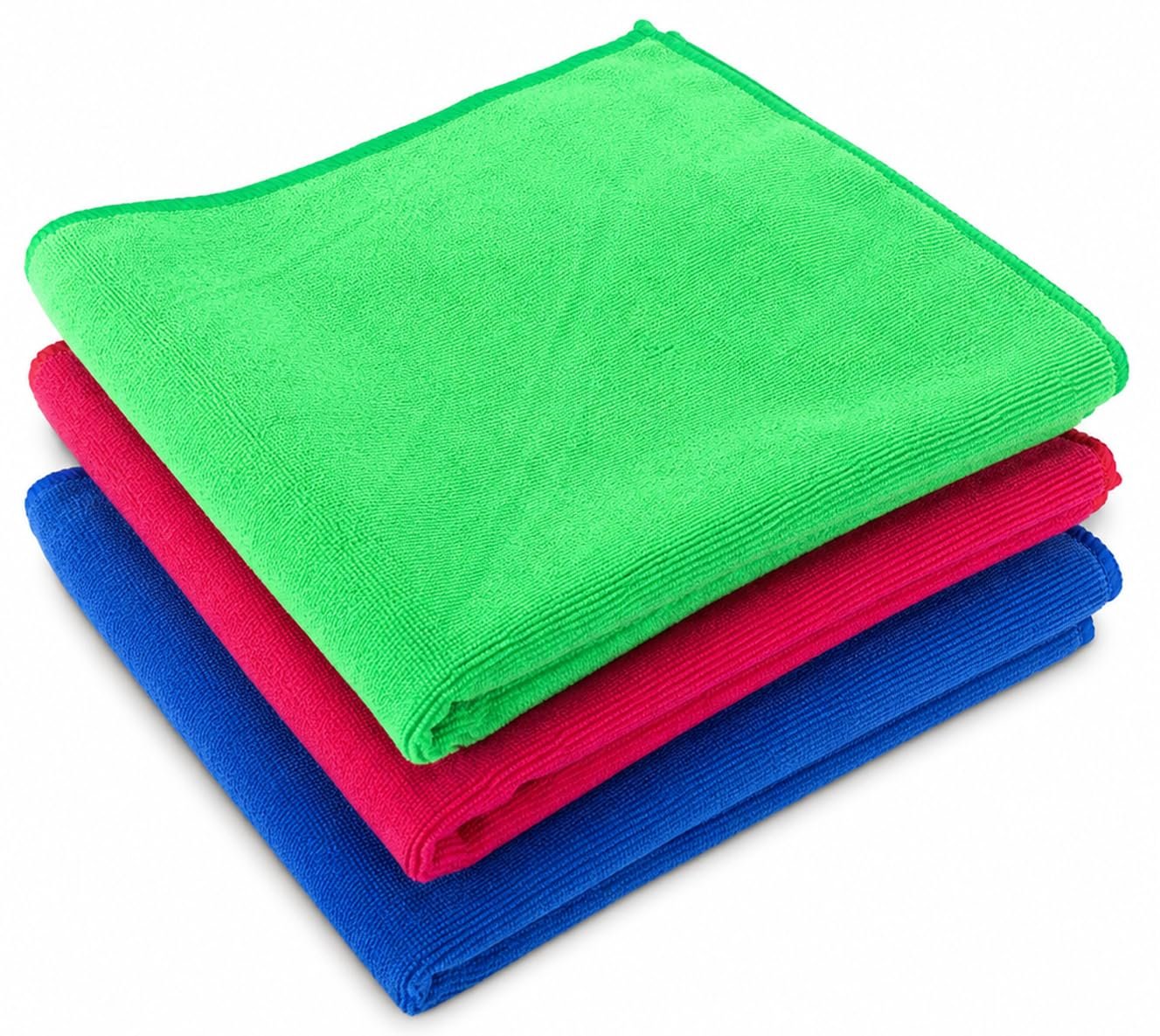 BENAVJI Microfiber Cleaning Cloth Pack of 3 | 40x40 cm Ultra Soft Lint-Free Microfiber Towels | Multipurpose Cleaning Cloth for Car, Bike, Kitchen, Home, Super Absorbent, Reusable