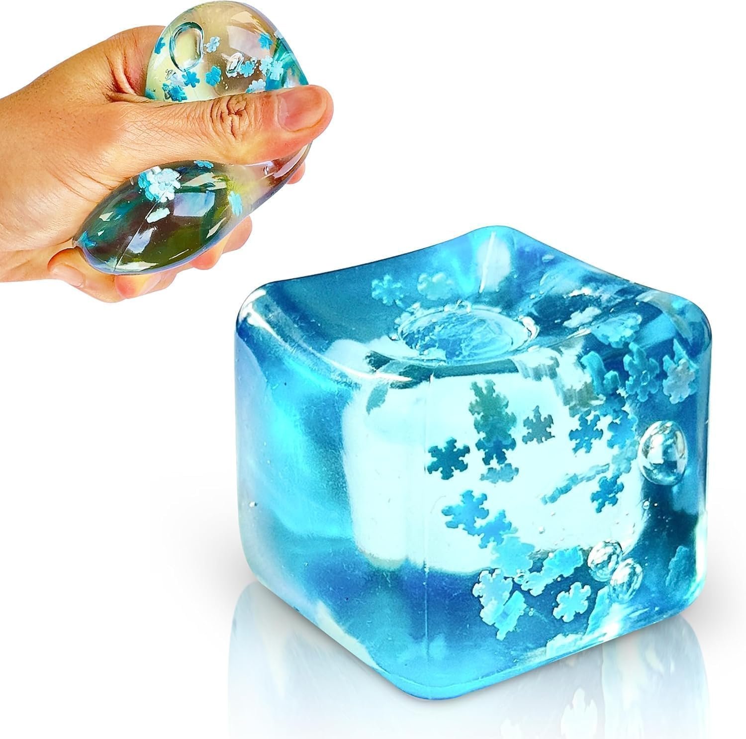 Stress Ball Squishy Toy, Snowflake Ice Cube Slow Rise Sensory Fidget Ball for Kids & Adults, Soft Squeeze Anxiety Relief Toy for Hand Exercise, Desk Accessory, Classroom, Home(5 cm)