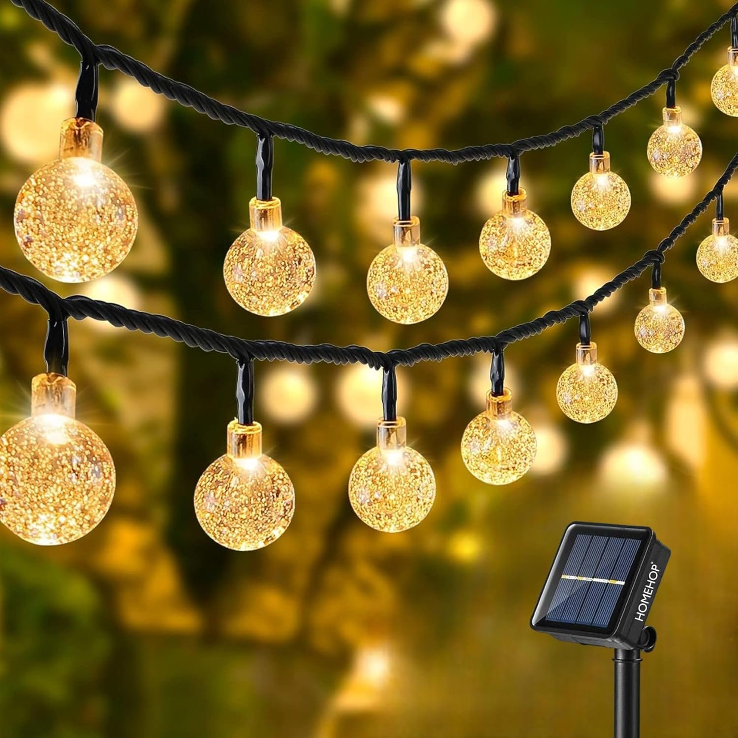 Homehop Solar Light Outdoor Home Garden 30 LED Crystal Ball Decorative Lamp | Solar Garden Light Rechargeable String Decor 8 Modes for Tree, Party, Porch, Balcony, Terrace (ABS,6.5 Meter,800 mAh)
