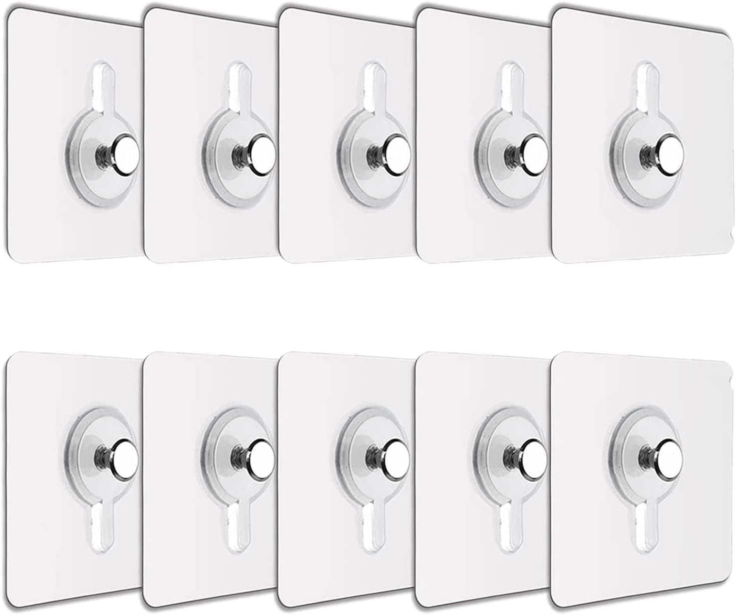 JIALTO Plastic 10 Pcs Self Adhesive Wall Hooks - Heavy Duty Transparent Hook for Photo Frames, Wall Clocks, Keys - No Damage, Easy Installation