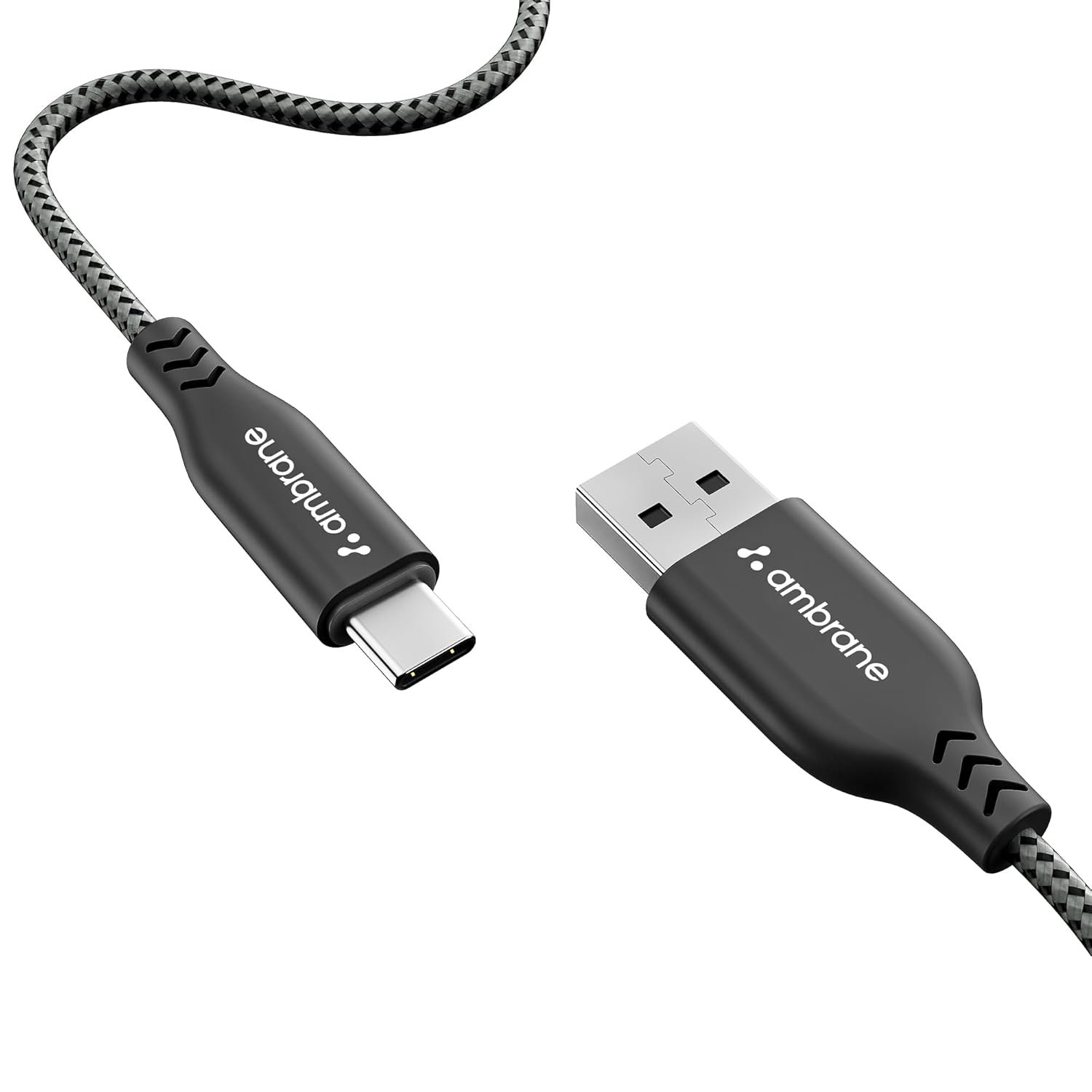 Ambrane Type C Cable 3A Fast Charging 1M Braided Cable for Iphone Smartphones, Tablets, Laptops & other Type C devices, 480Mbps Data Sync, Quick Charge 3.0 (RCT 10, Black)