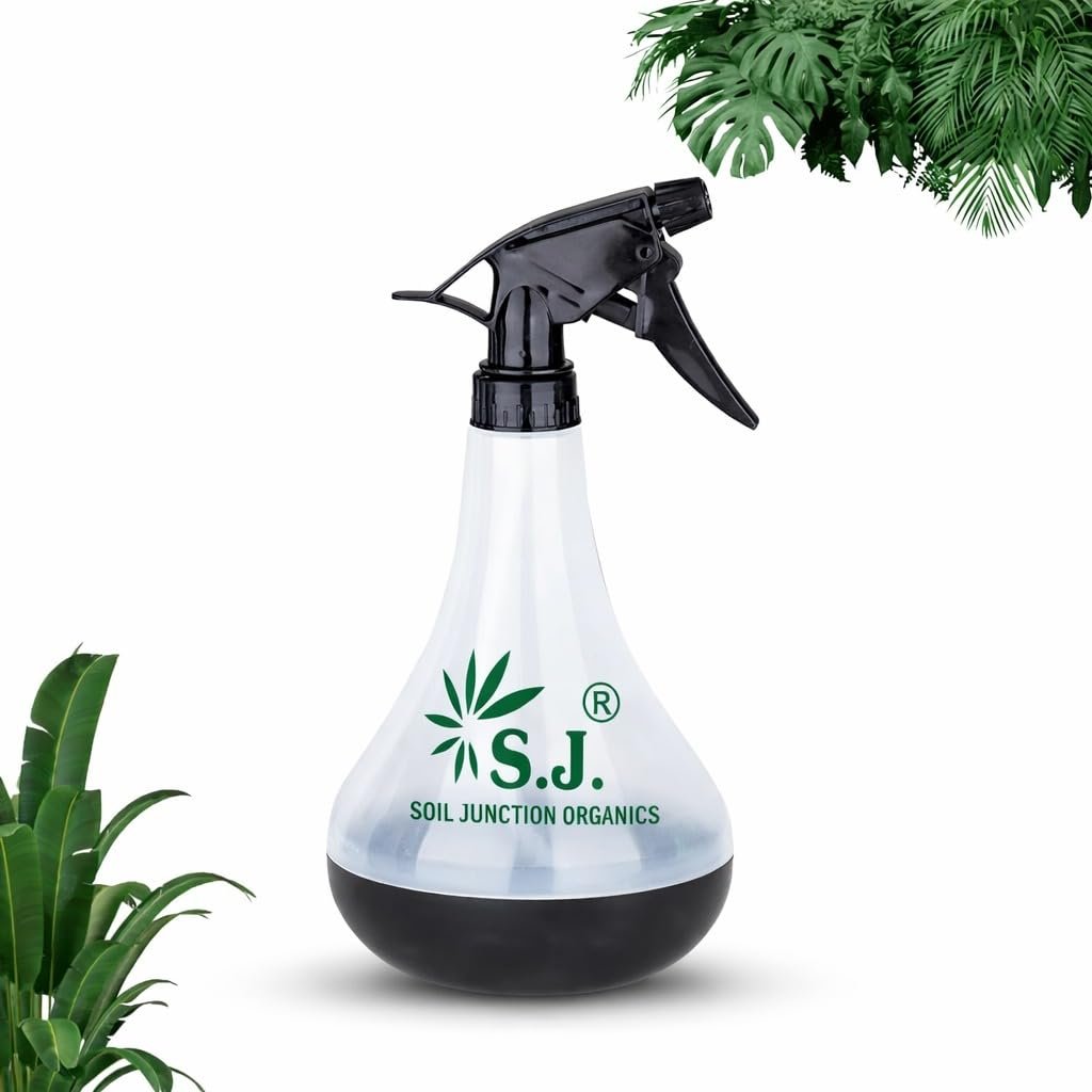 SJ Organics 770ml Spray Bottle for Plants, Compact Water Spray Bottle, Garden with Adjustable Nozzle, Leak-Proof Hand, Multi-Purpose use, Transparent Sprayer for Lawn Garden